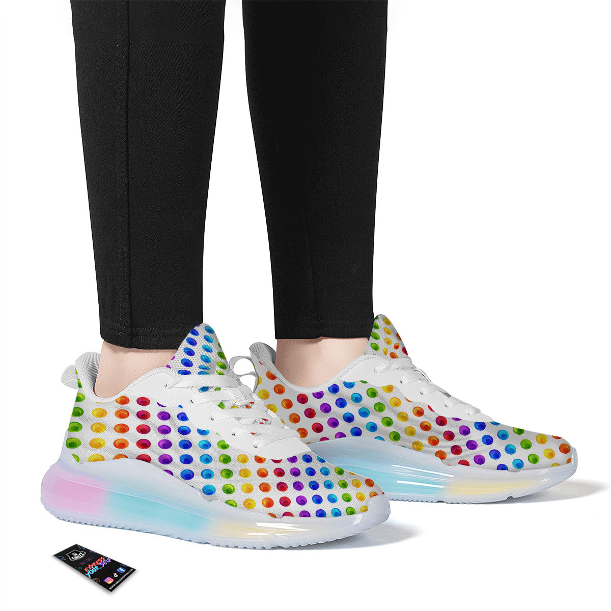 Colored Polka Dots Rainbow Print Pattern Running Sneakers-grizzshop