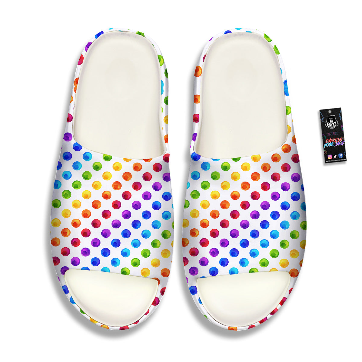 Colored Polka Dots Rainbow Print Pattern Sandals-grizzshop