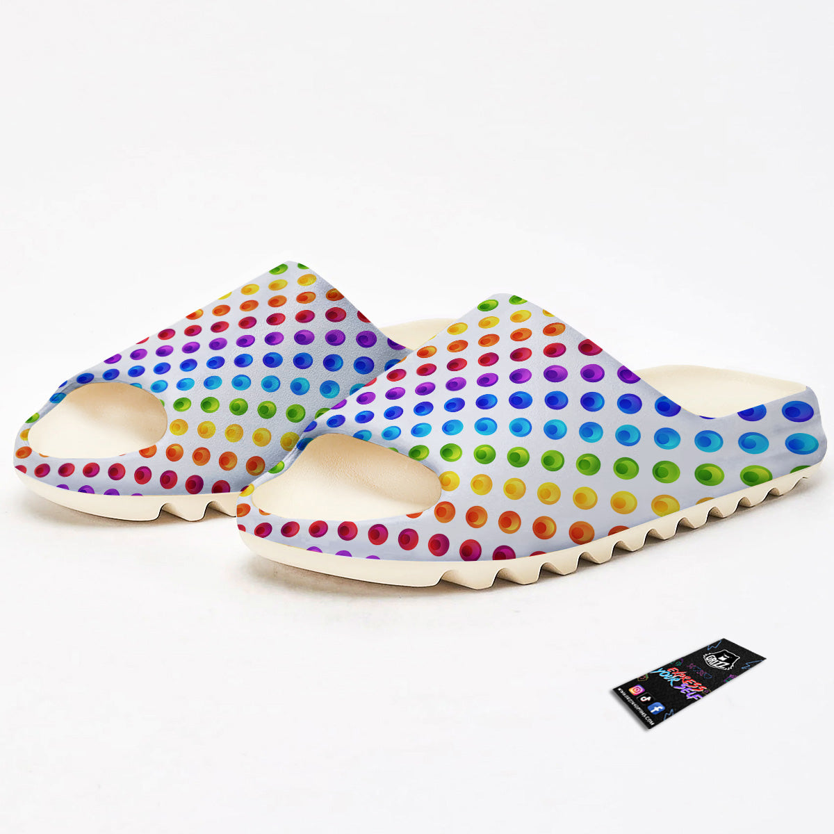Colored Polka Dots Rainbow Print Pattern Sandals-grizzshop