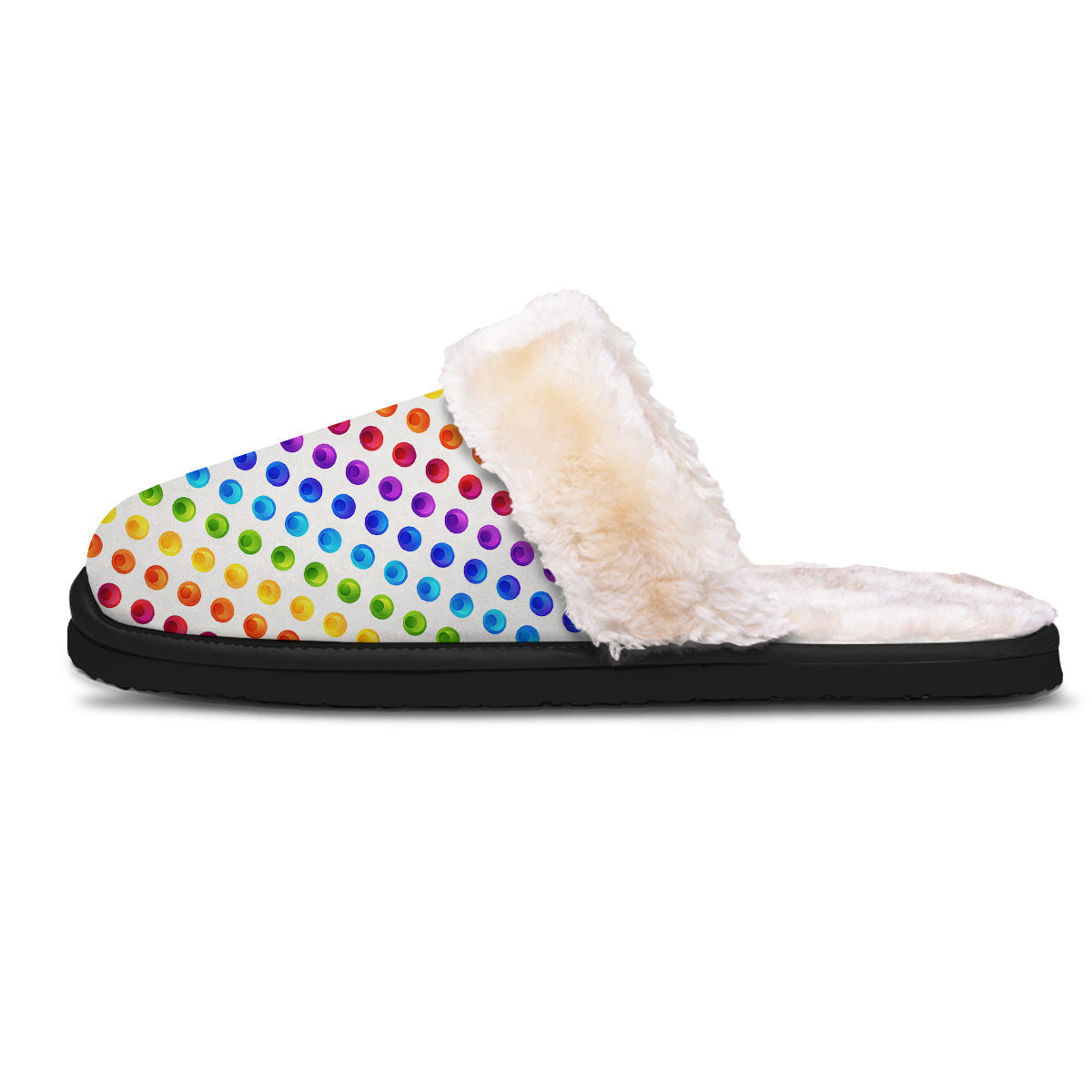 Colored Polka Dots Rainbow Print Pattern Slippers-grizzshop