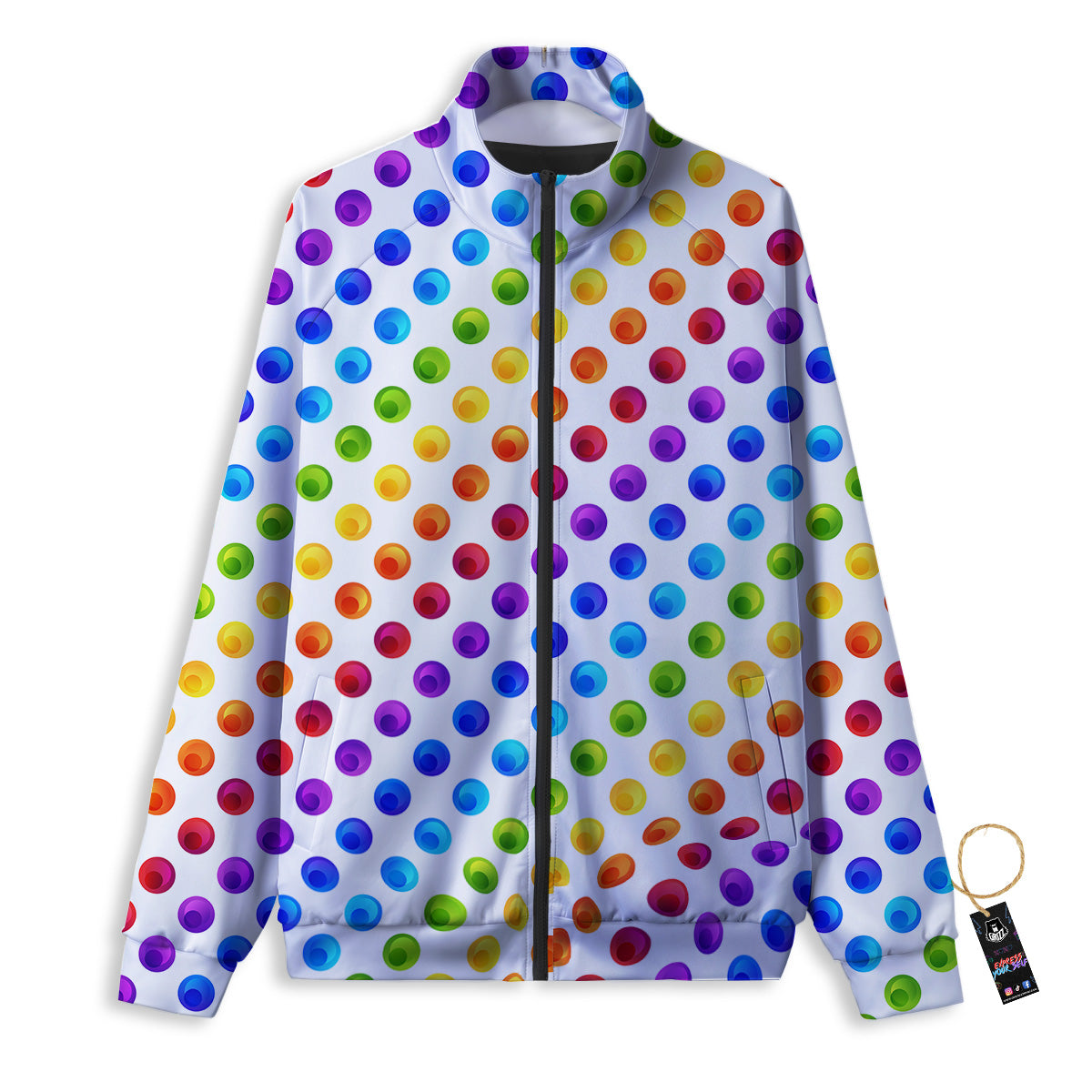 Colored Polka Dots Rainbow Print Pattern Track Jacket-grizzshop