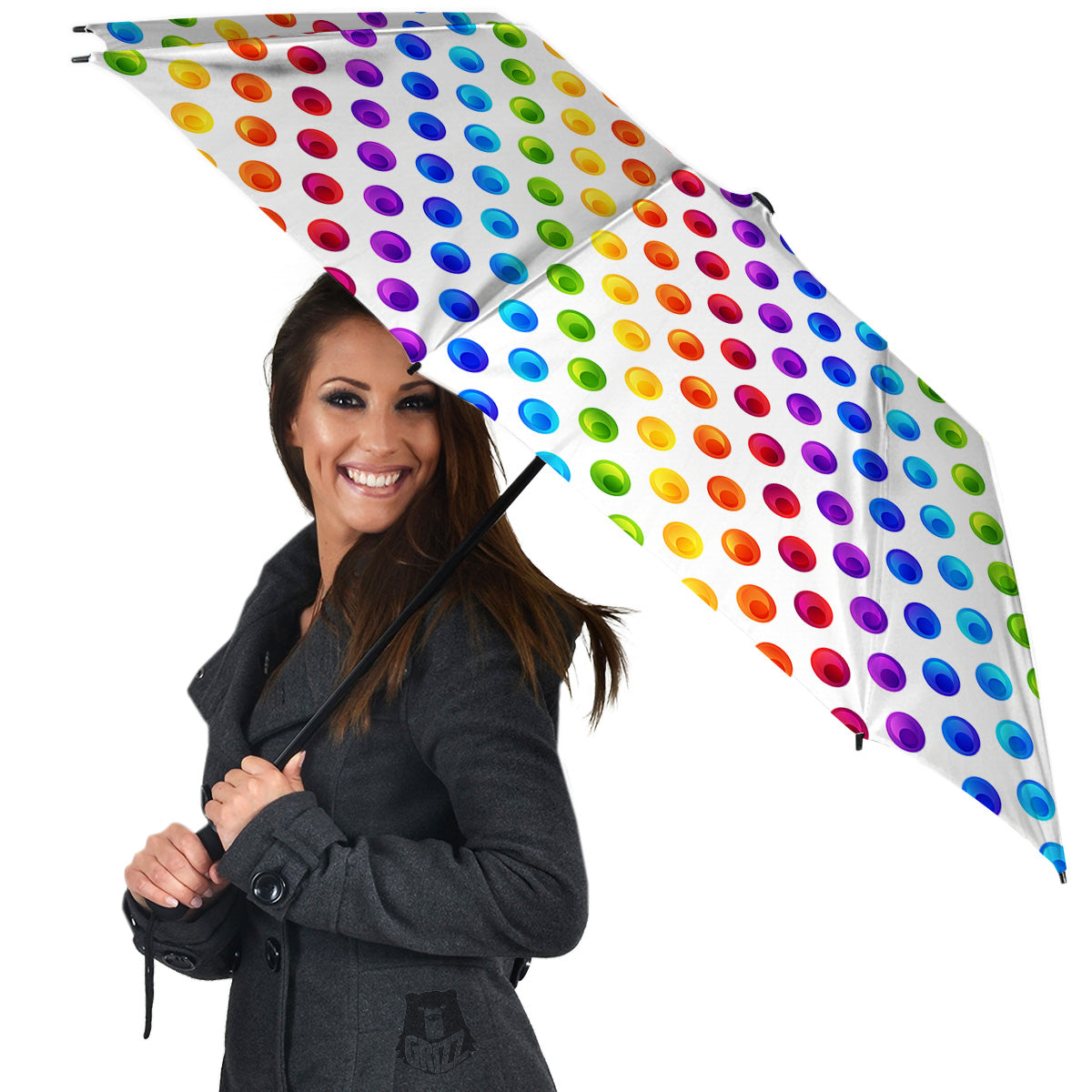 Colored Polka Dots Rainbow Print Pattern Umbrella-grizzshop