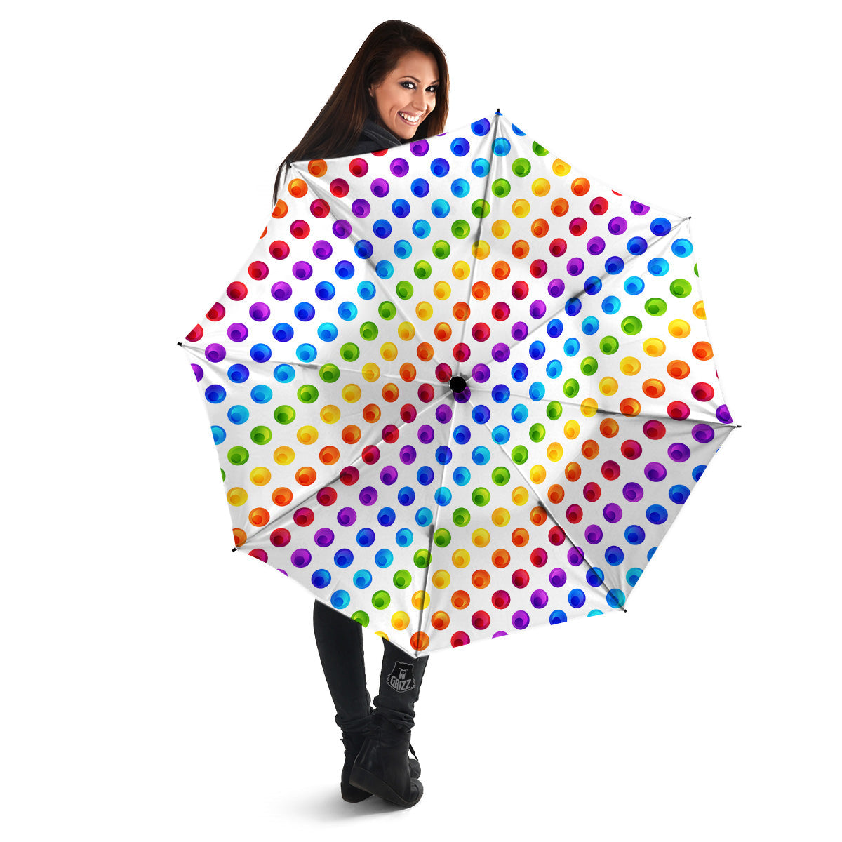 Colored Polka Dots Rainbow Print Pattern Umbrella-grizzshop