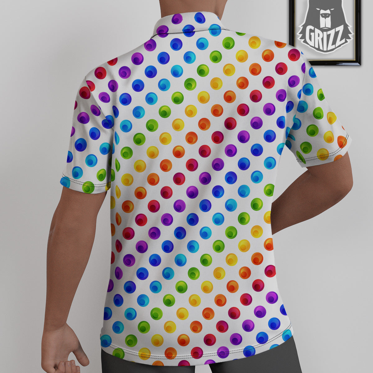 Colored Polka Dots Rainbow Print Pattern Untucked Shirts-grizzshop