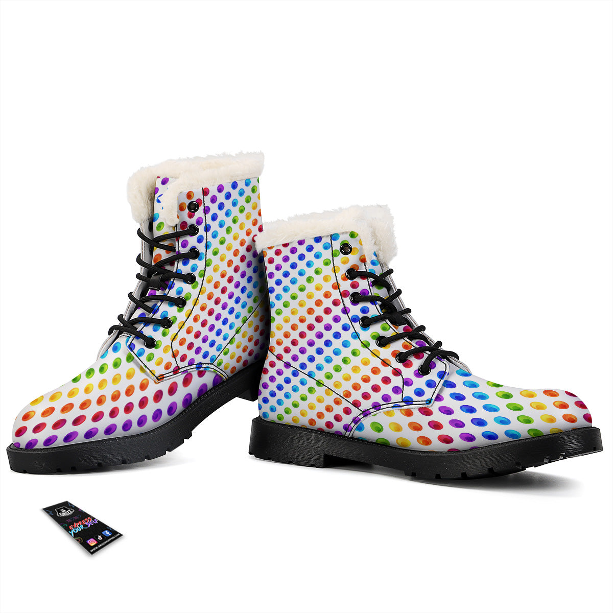 Colored Polka Dots Rainbow Print Pattern Winter Boots-grizzshop