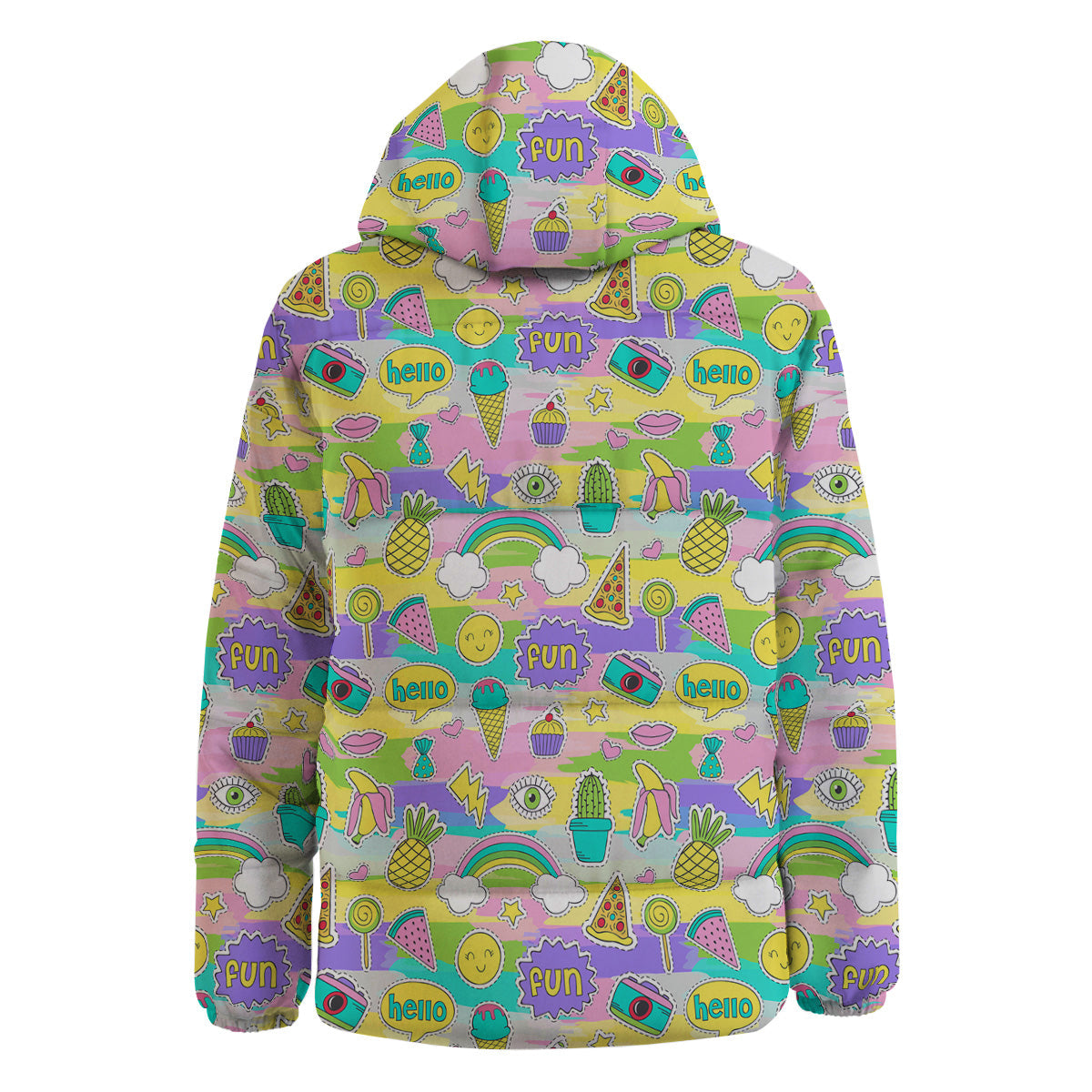 Colorful And Cute Stickers Print Pattern Down Jacket-grizzshop