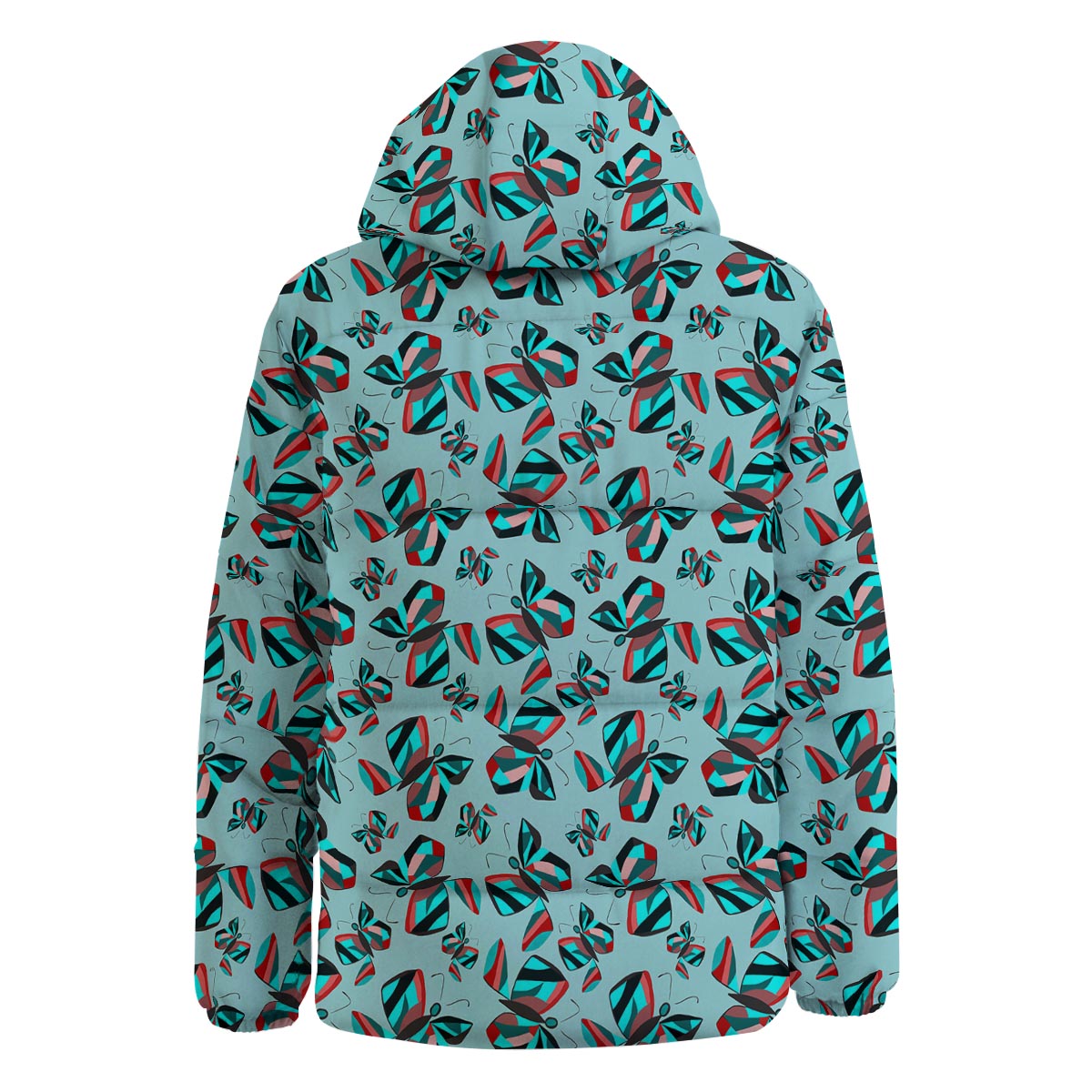 Colorful Butterfly Retro Print Pattern Down Jacket-grizzshop