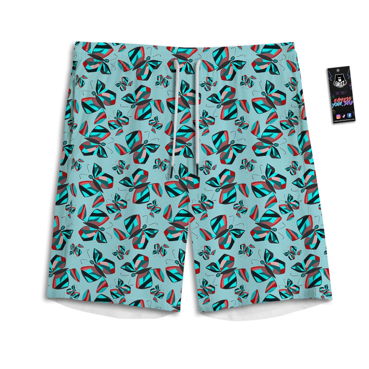 Colorful Butterfly Retro Print Pattern Men's Athletic Shorts
