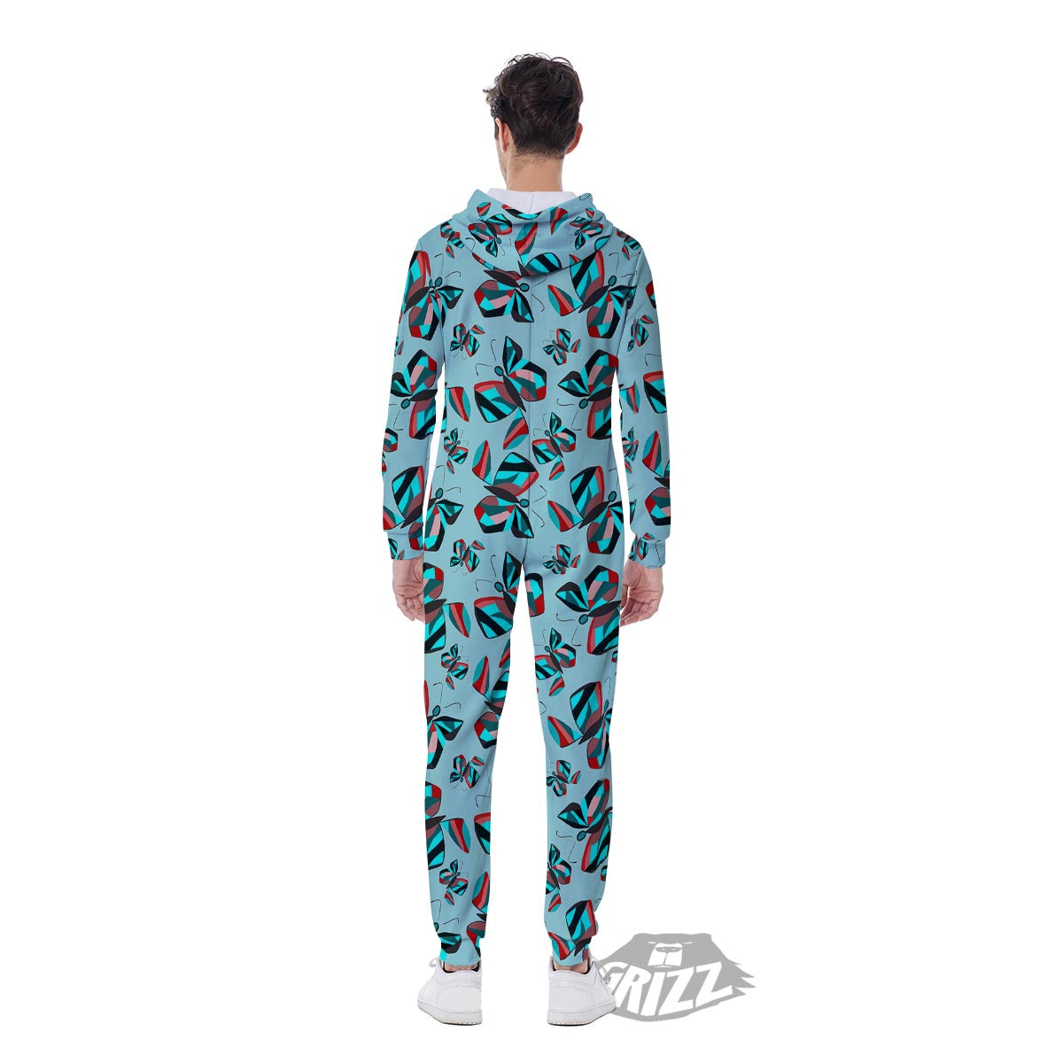 Colorful Butterfly Retro Print Pattern Men's Jumpsuit-grizzshop