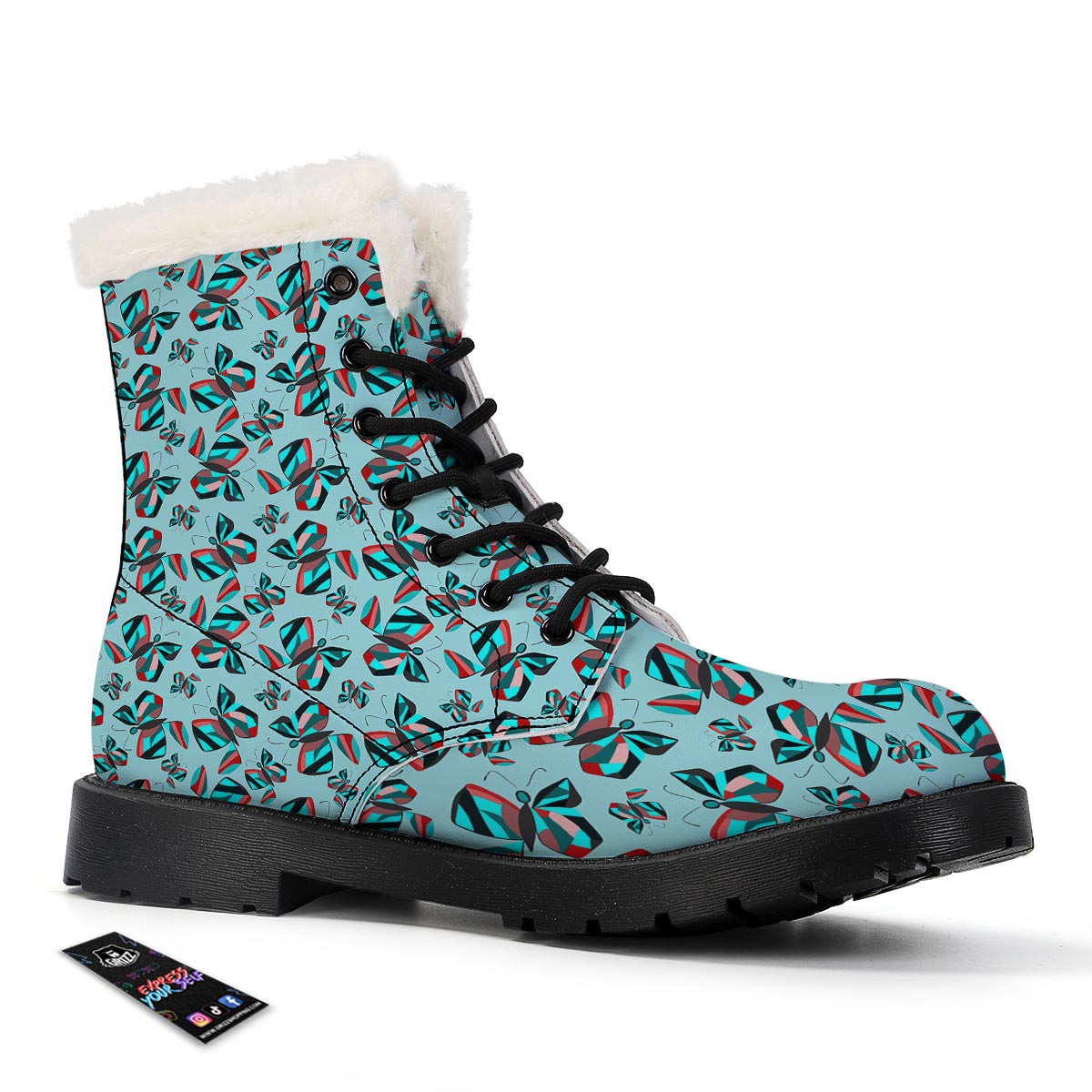 Colorful Butterfly Retro Print Pattern Winter Boots-grizzshop