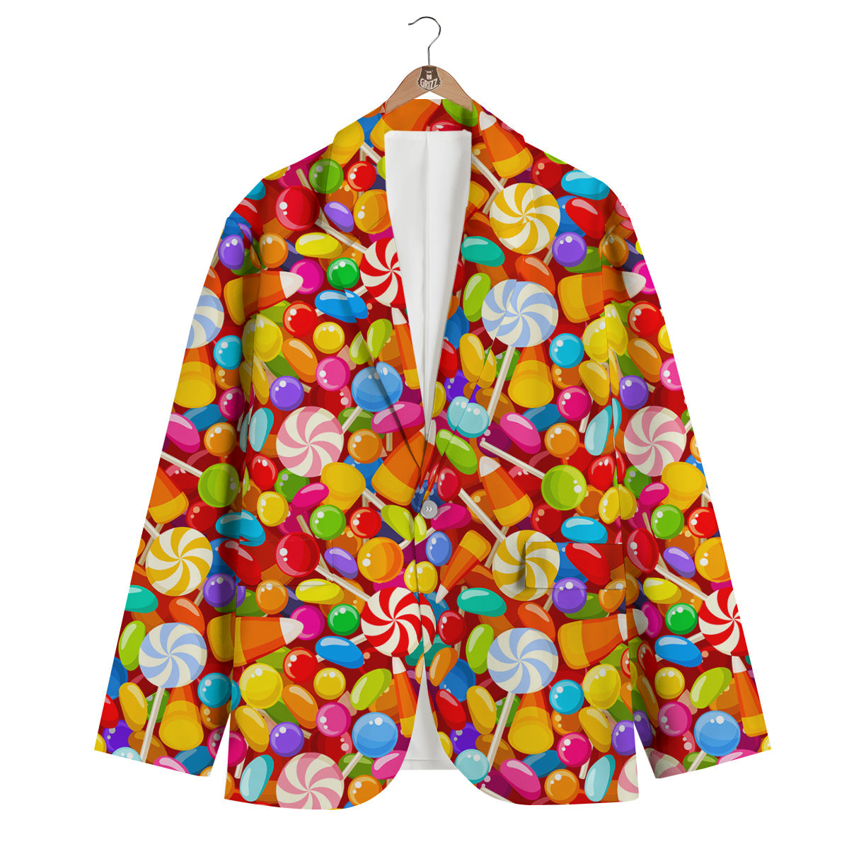 Colorful Candy Pattern Print Men's Blazer-grizzshop