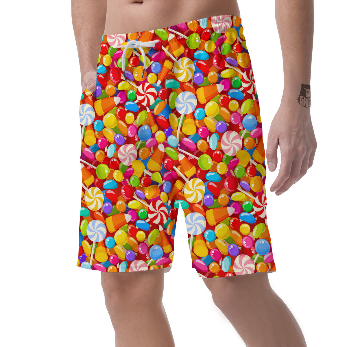 Colorful Candy Pattern Print Men's Shorts-grizzshop