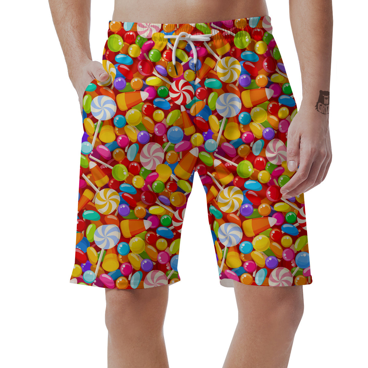 Colorful Candy Pattern Print Men's Shorts-grizzshop