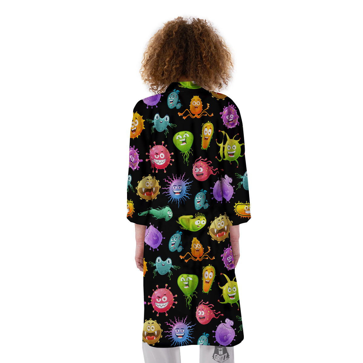 Colorful Cartoon Viruses Print Pattern Kimono-grizzshop
