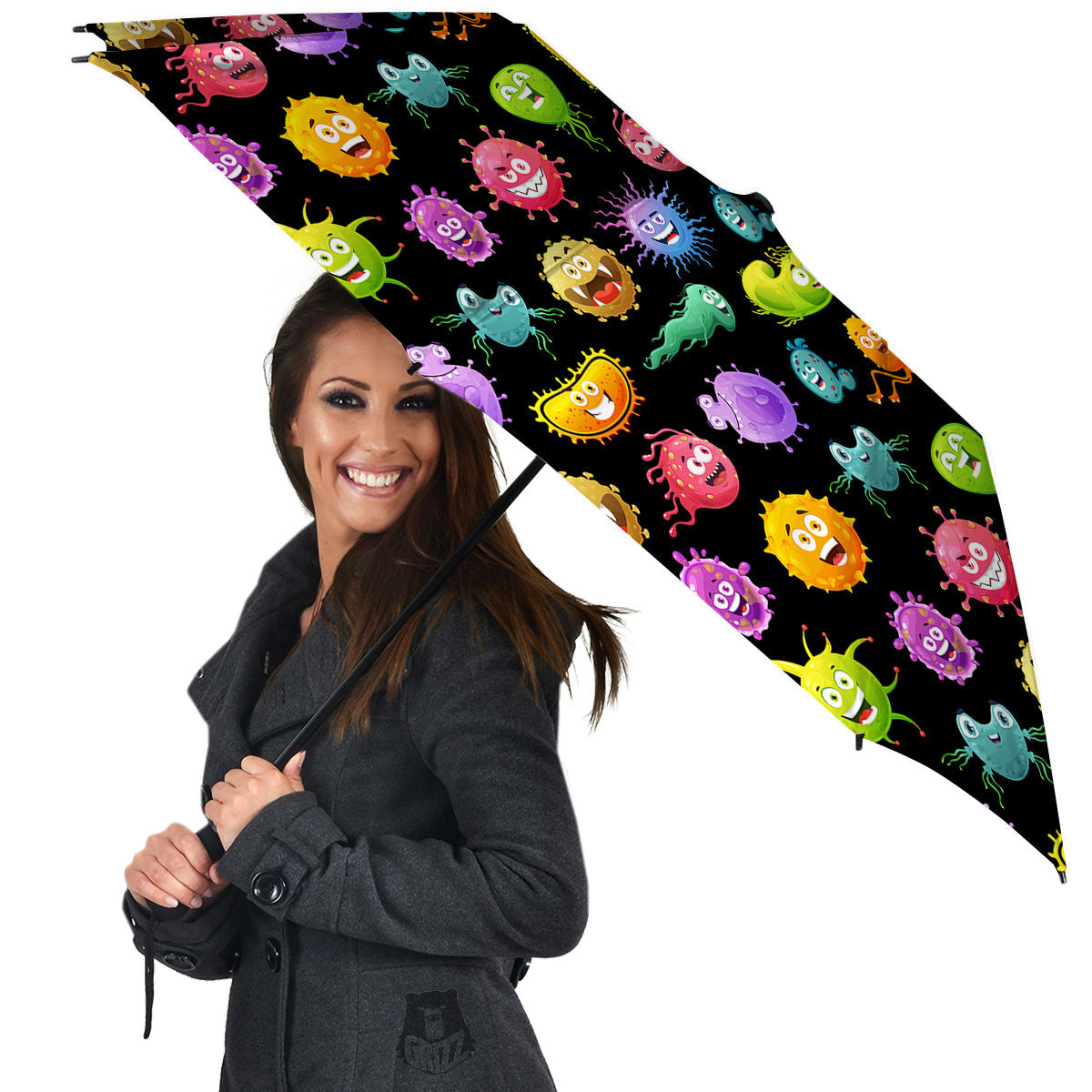 Colorful Cartoon Viruses Print Pattern Umbrella-grizzshop