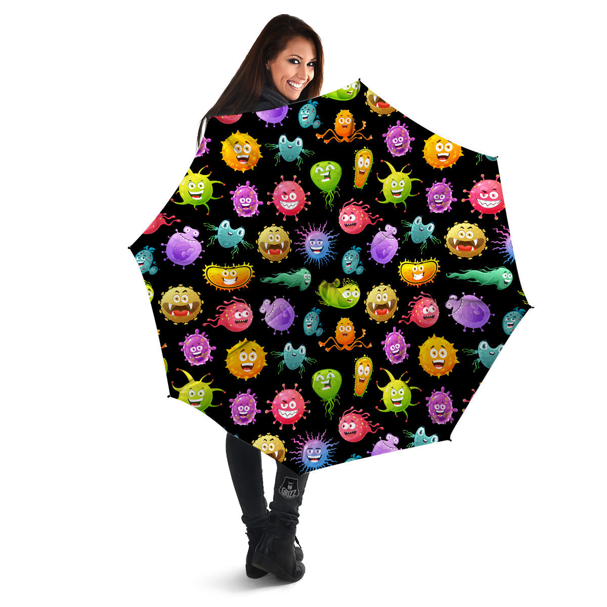 Colorful Cartoon Viruses Print Pattern Umbrella-grizzshop