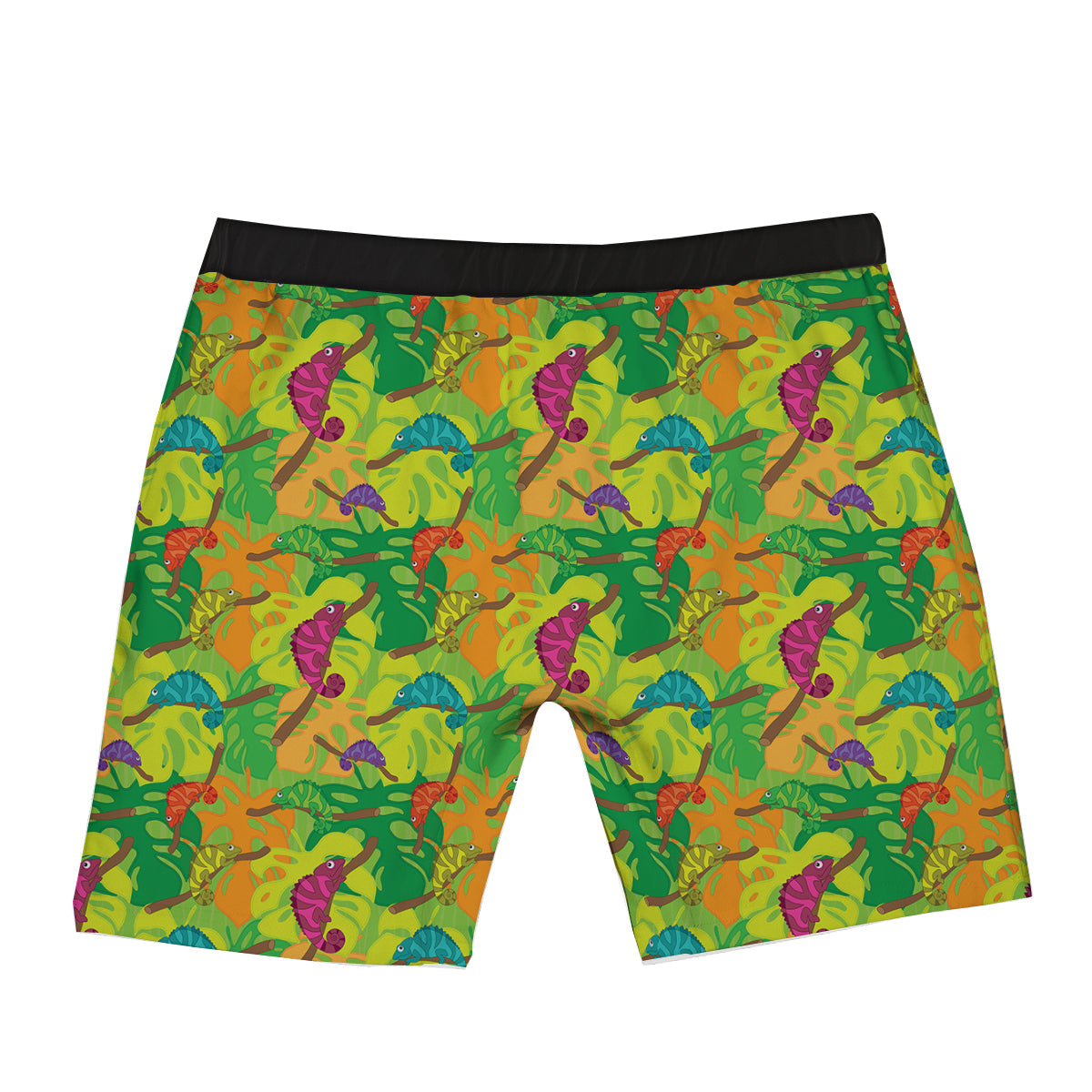 Colorful Chamaleon And Monstera Tropic Leave Print Pattern Boxer Briefs-grizzshop