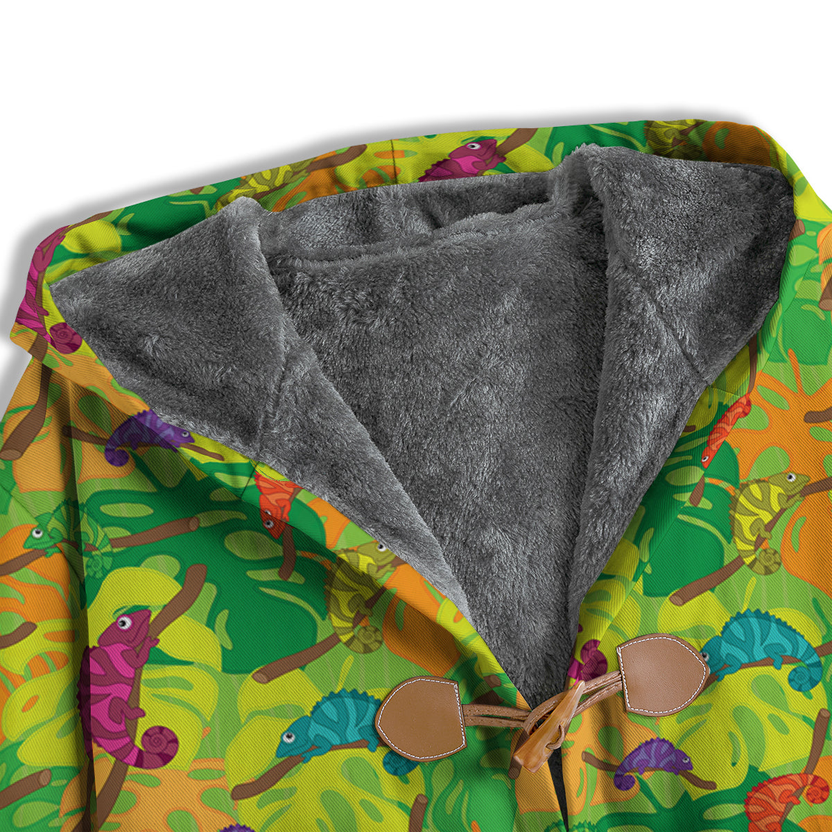 Colorful Chamaleon And Monstera Tropic Leave Print Pattern Men's Windbreaker Jacket-grizzshop