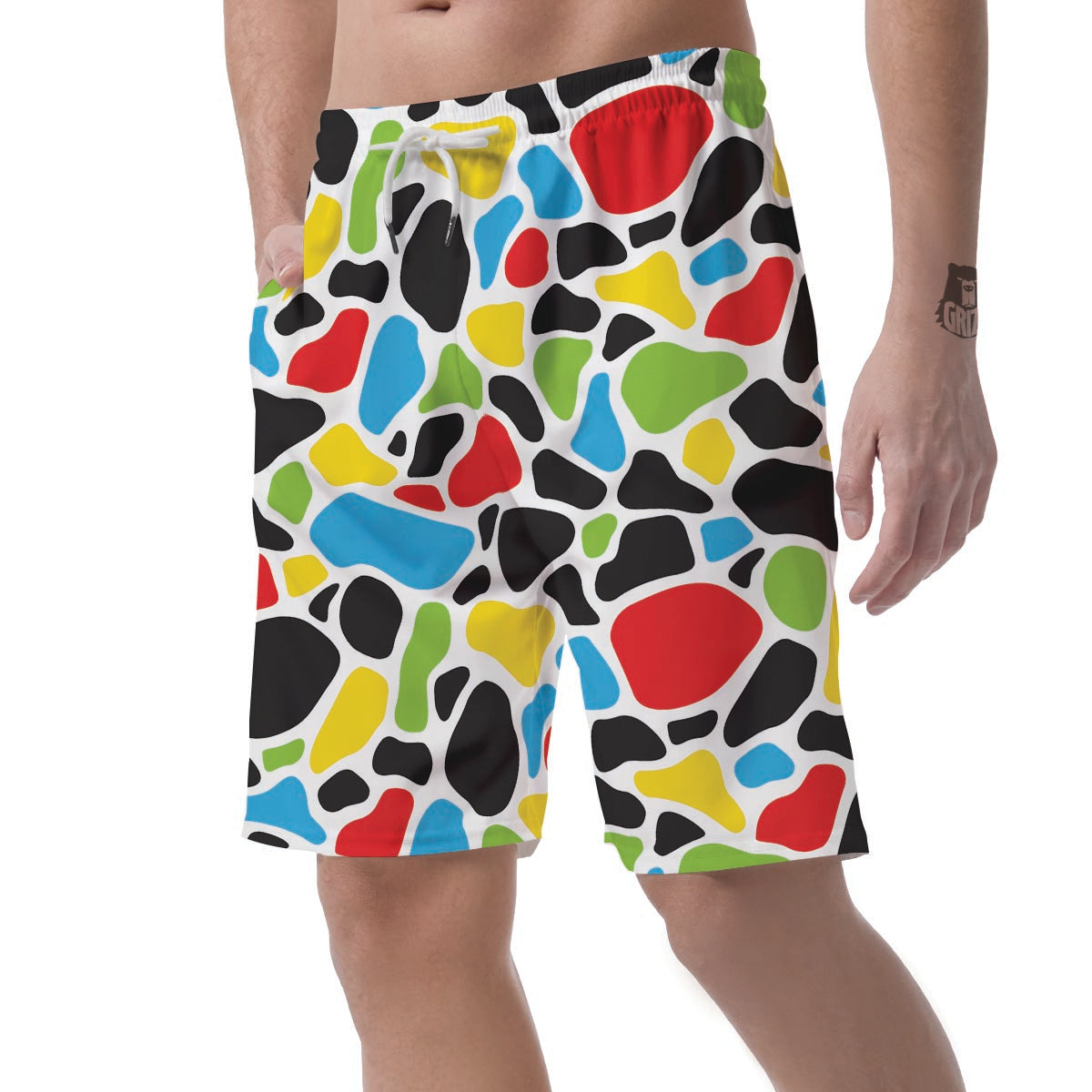 Colorful Cow Print Men's Shorts-grizzshop