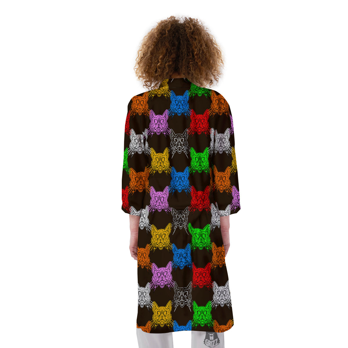 Colorful Crazy Cat Print Pattern Kimono-grizzshop