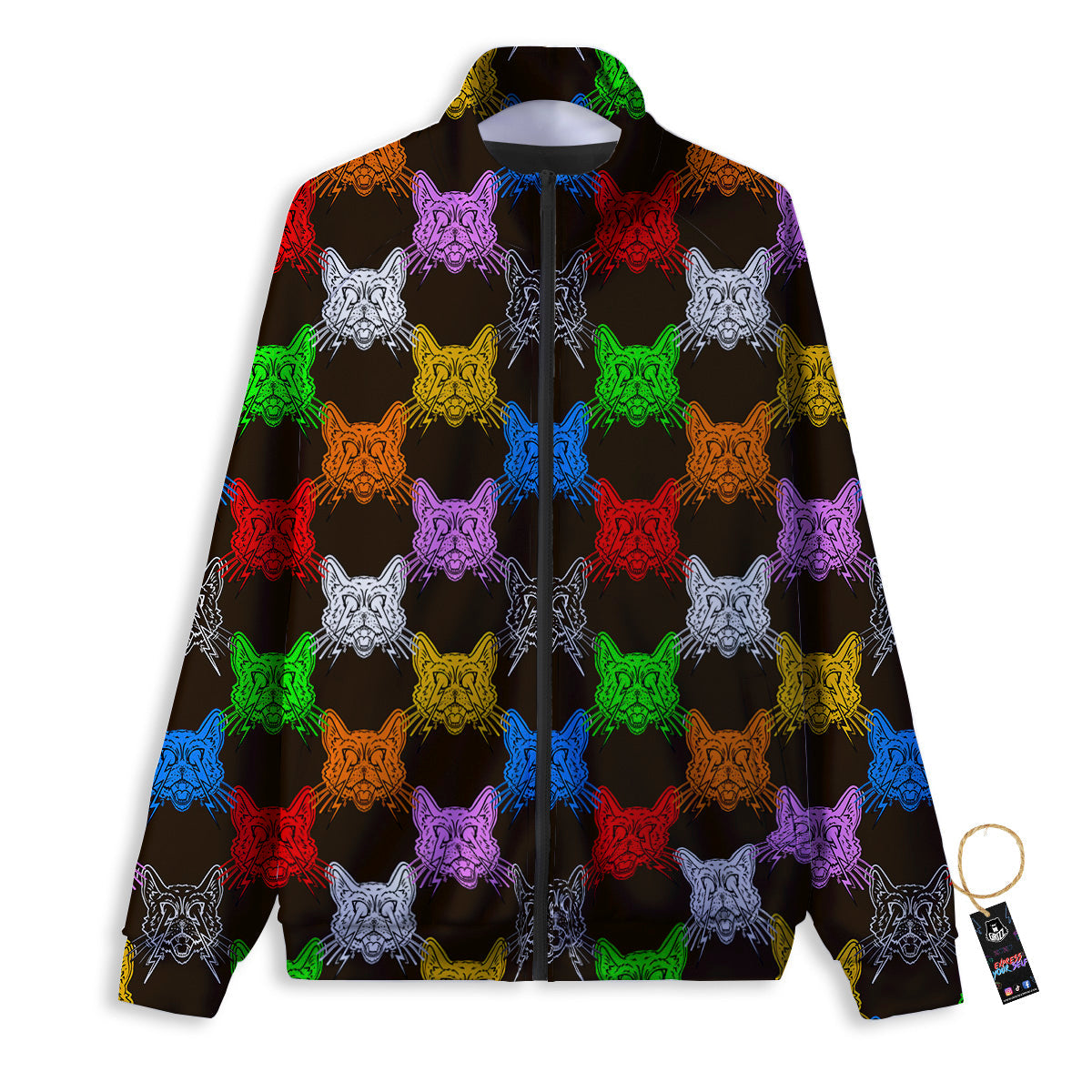 Colorful Crazy Cat Print Pattern Track Jacket-grizzshop