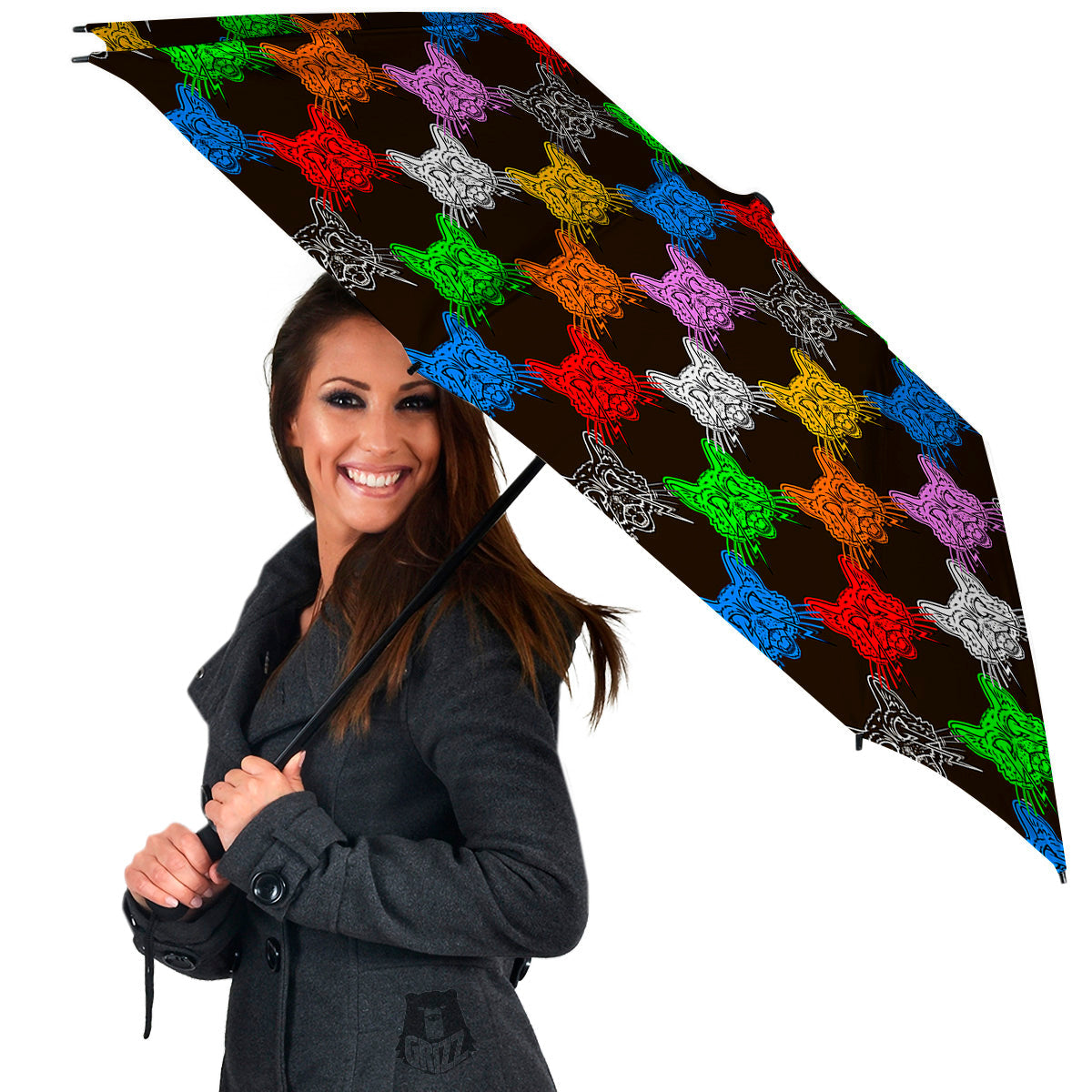 Colorful Crazy Cat Print Pattern Umbrella-grizzshop