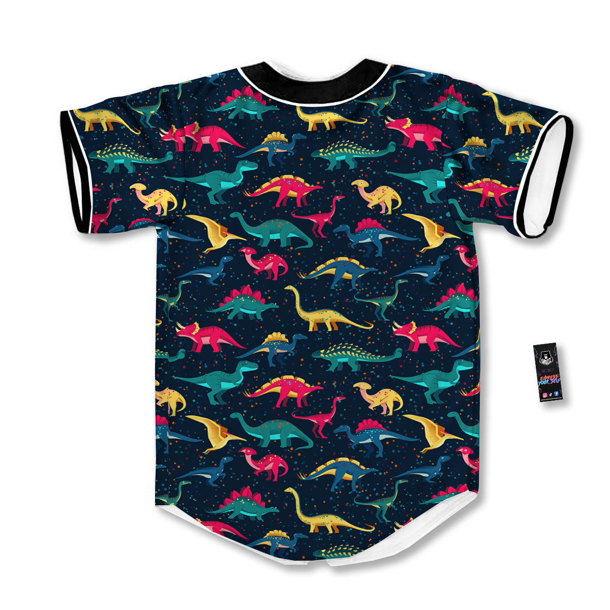 Colorful Cute Dinosaurs Print Pattern Baseball Jersey-grizzshop