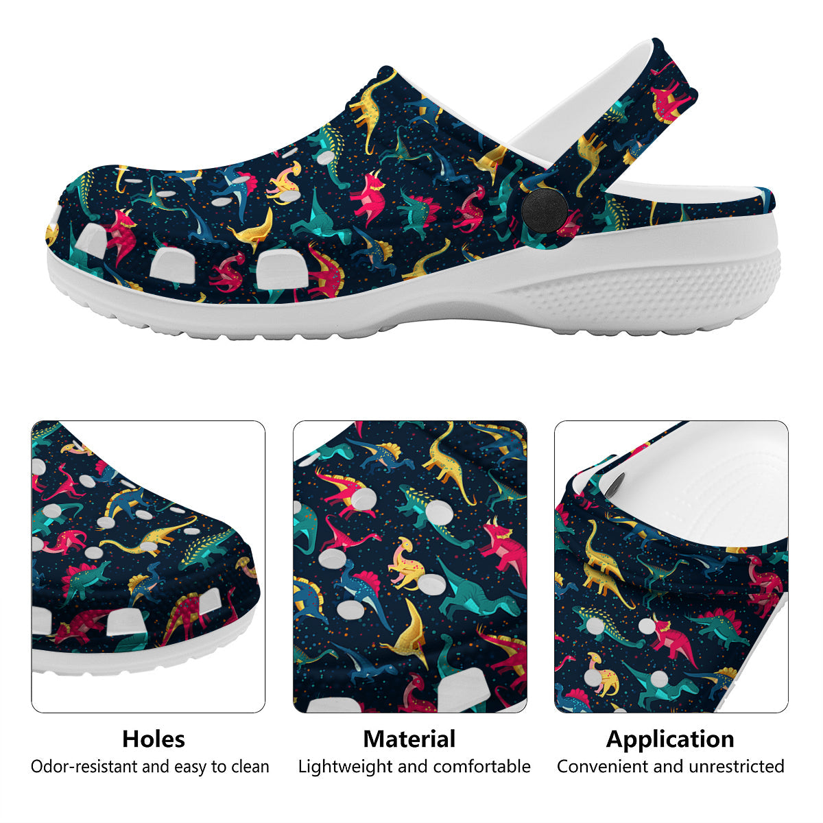 Colorful Cute Dinosaurs Print Pattern Clog-grizzshop