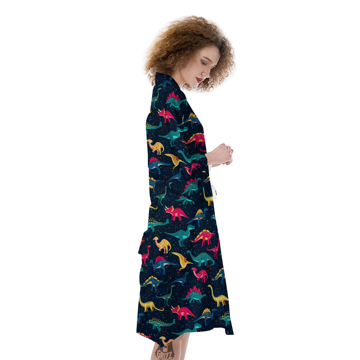 Colorful Cute Dinosaurs Print Pattern Kimono-grizzshop