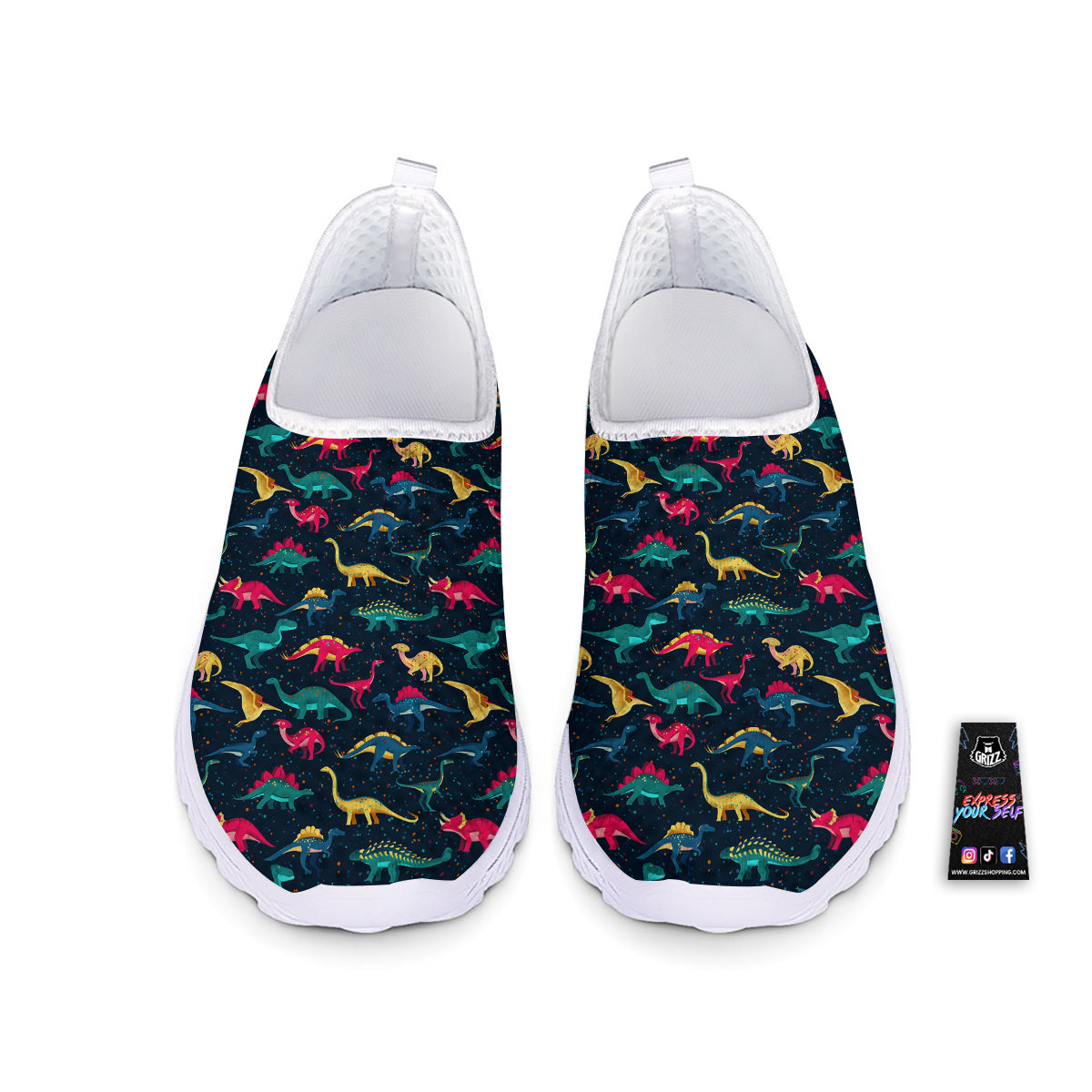 Colorful Cute Dinosaurs Print Pattern Nurse Shoes-grizzshop