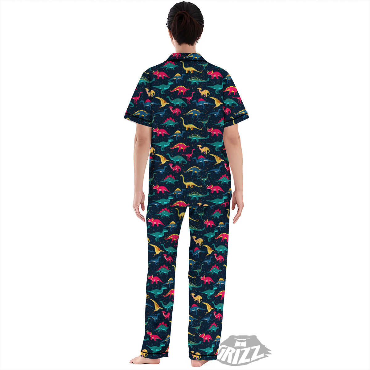 Colorful Cute Dinosaurs Print Pattern Women's Pajamas Set-grizzshop