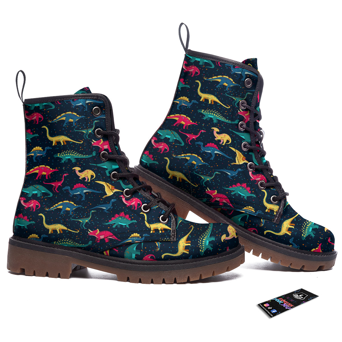 Colorful Cute Dinosaurs Print Pattern Work Boots-grizzshop