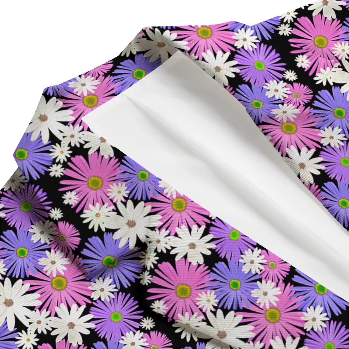 Colorful Daisy Pattern Print Men's Blazer-grizzshop
