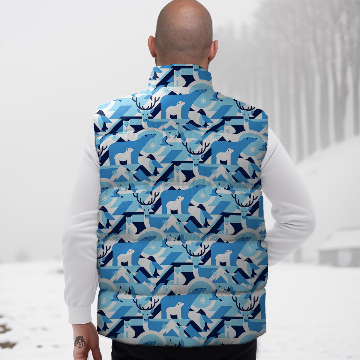 Colorful Dolphin Pattern Print Down Vest-grizzshop