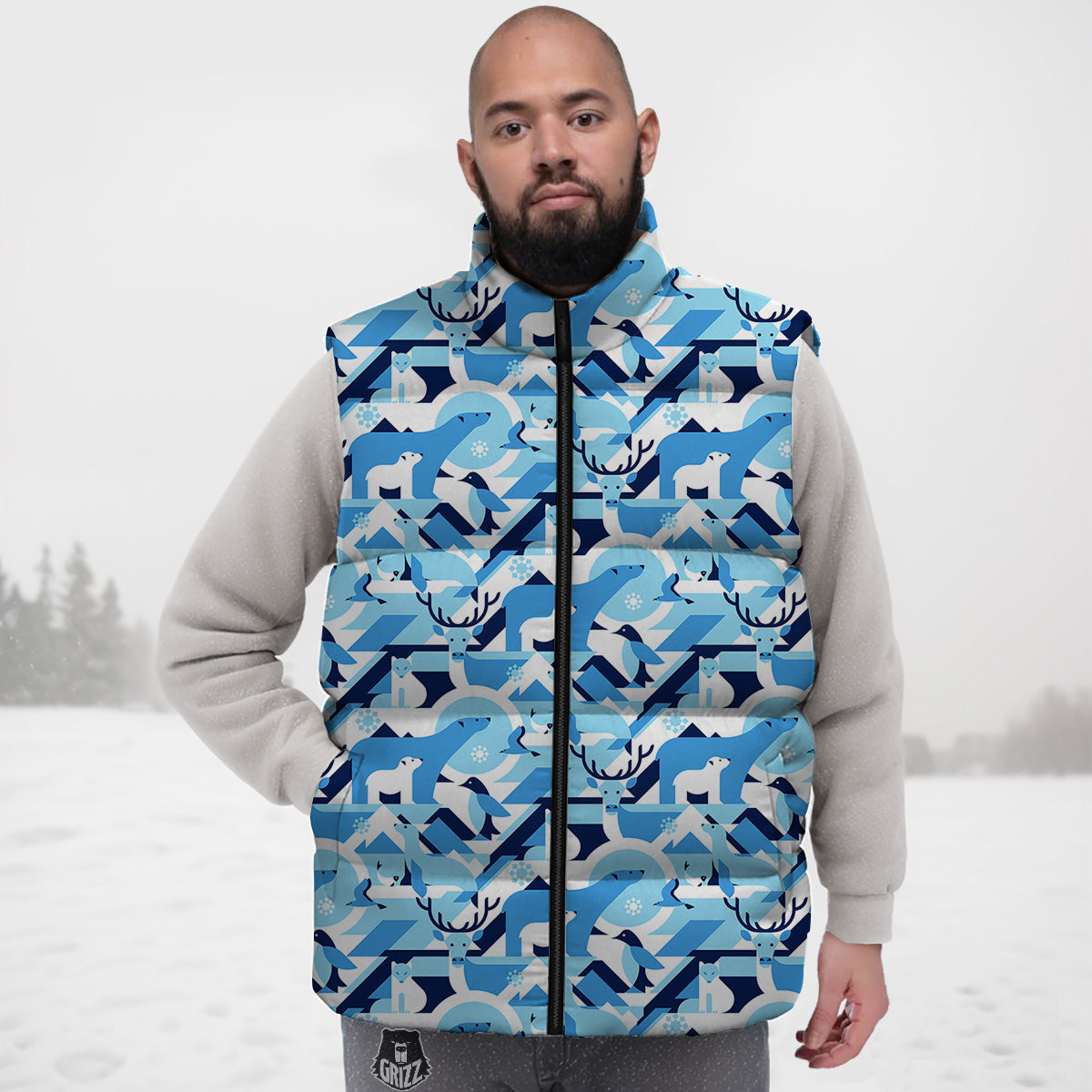 Colorful Dolphin Pattern Print Down Vest-grizzshop