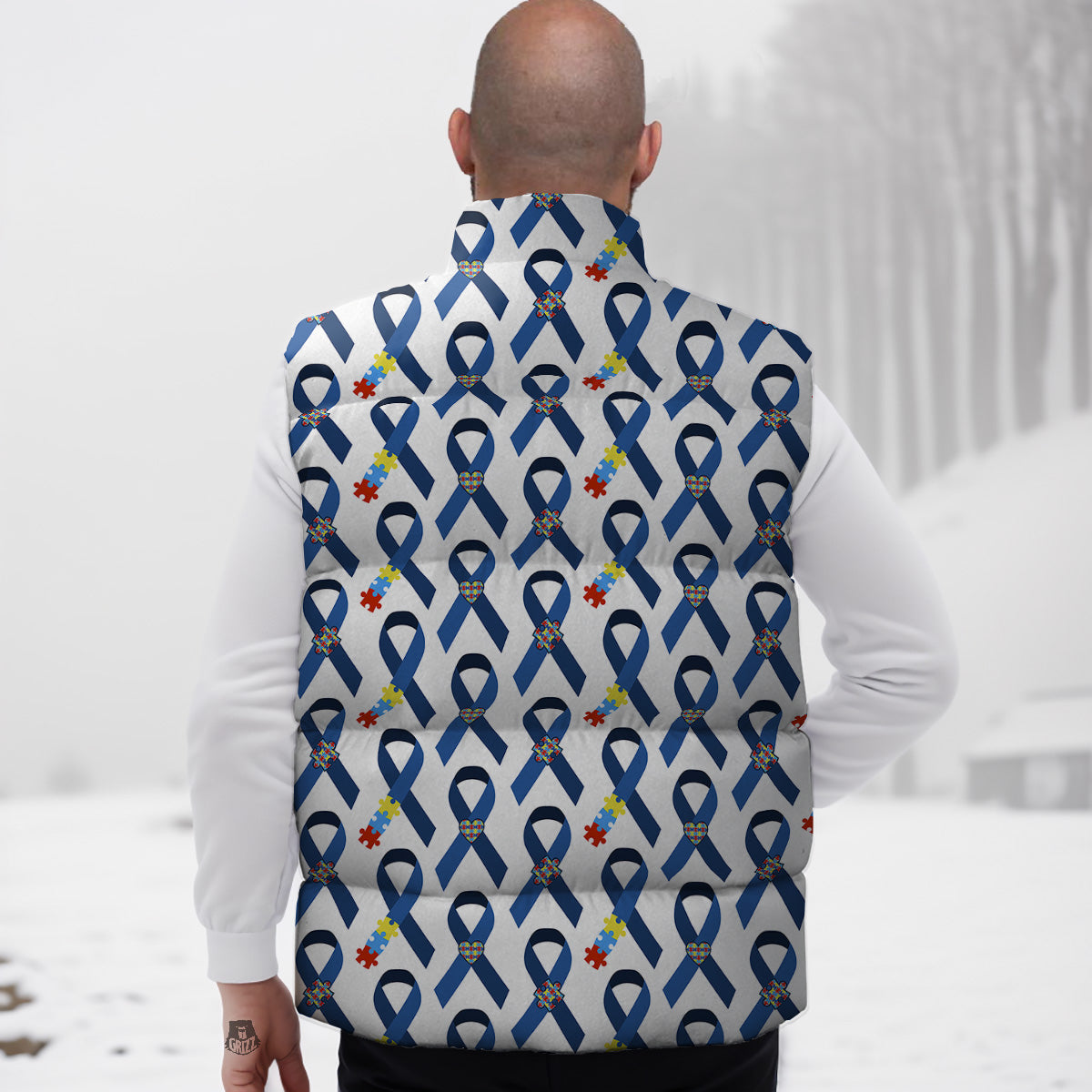 Colorful Donut Pattern Print Down Vest-grizzshop