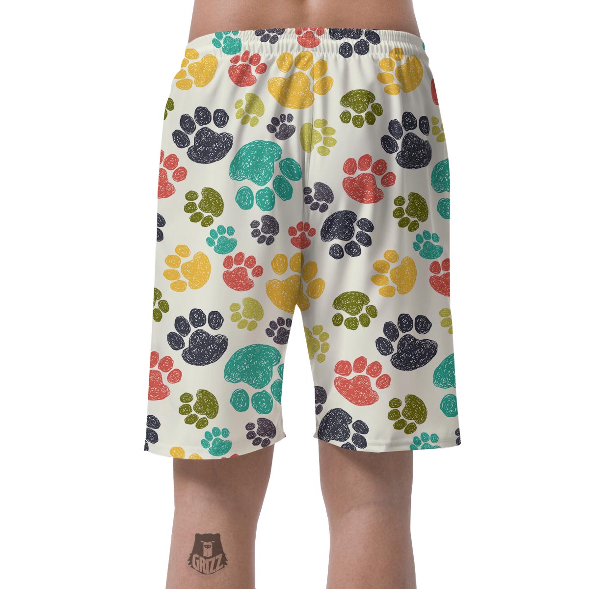 Colorful Doodle Paw Men's Shorts-grizzshop