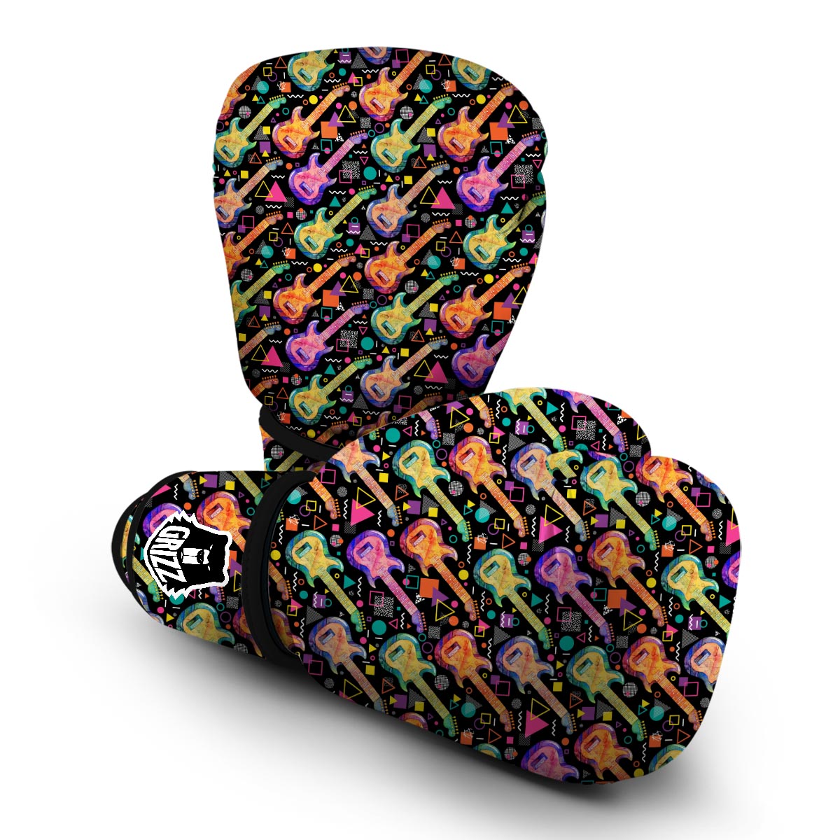Colorful Electric Guitar Pattern Print Boxing Gloves-grizzshop