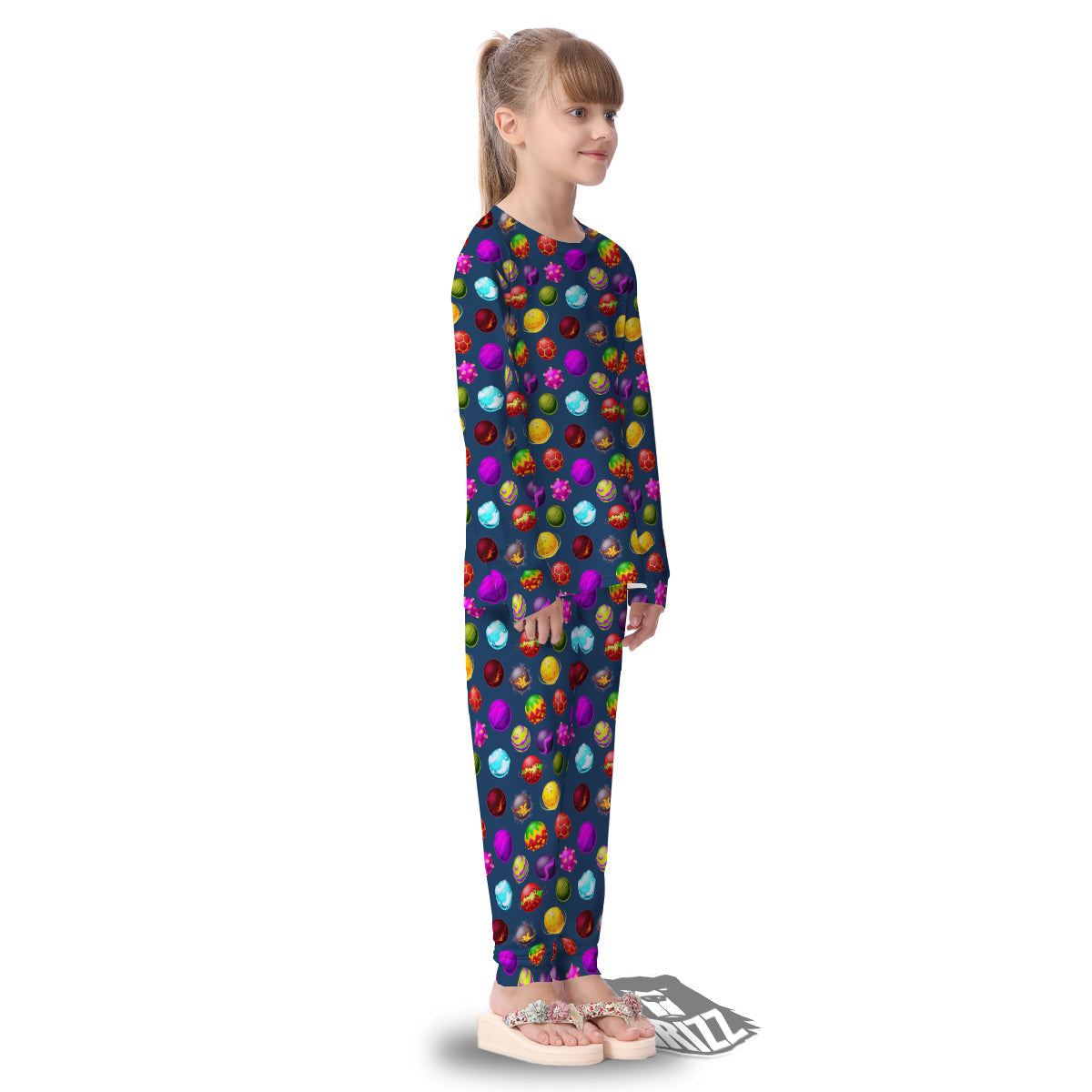 Colorful Galaxy Planets And Space Stars Print Pattern Kid's Pajamas-grizzshop