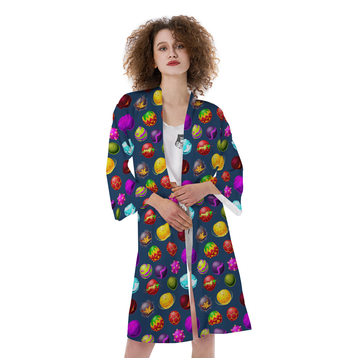 Colorful Galaxy Planets And Space Stars Print Pattern Kimono-grizzshop