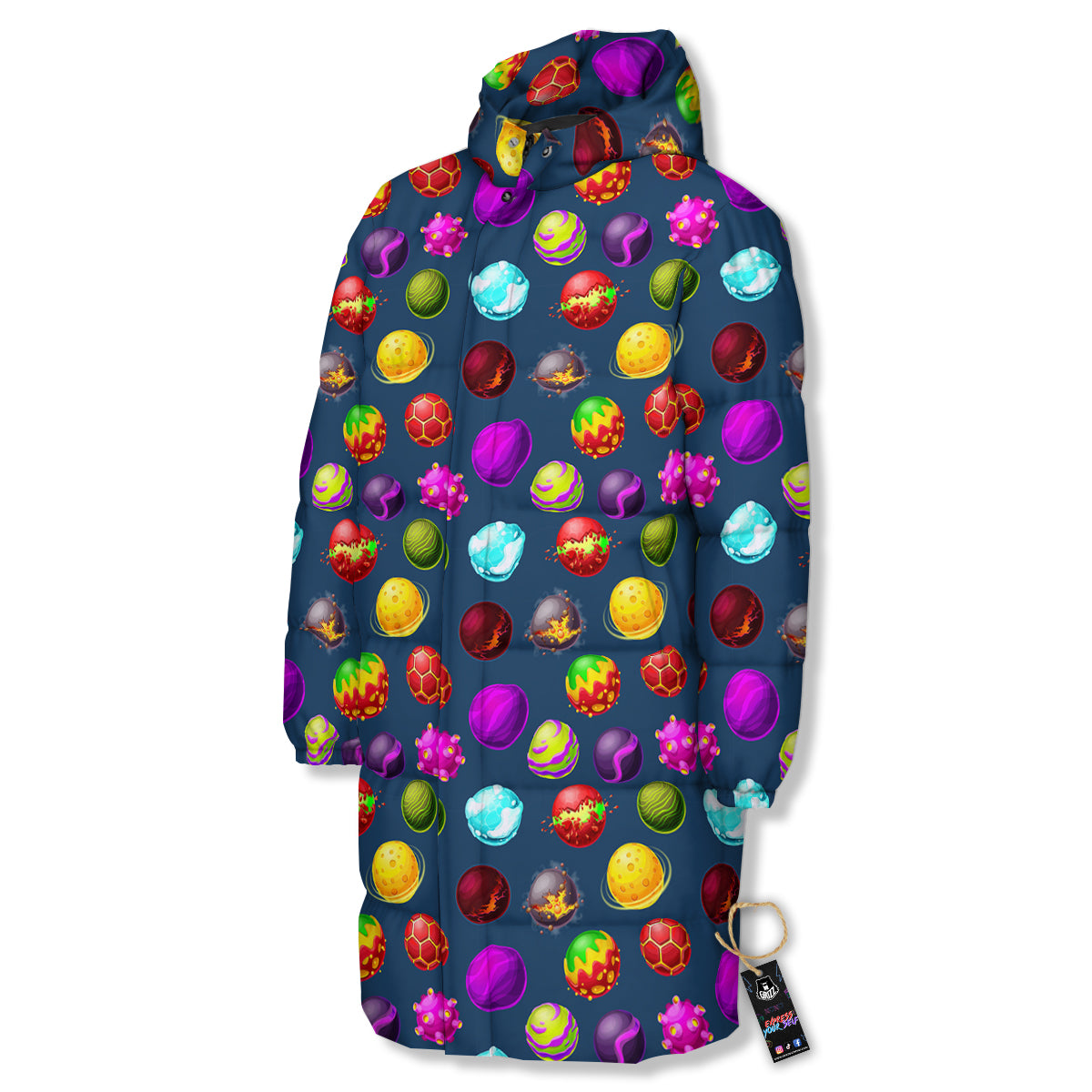Colorful Galaxy Planets And Space Stars Print Pattern Long Down Jacket