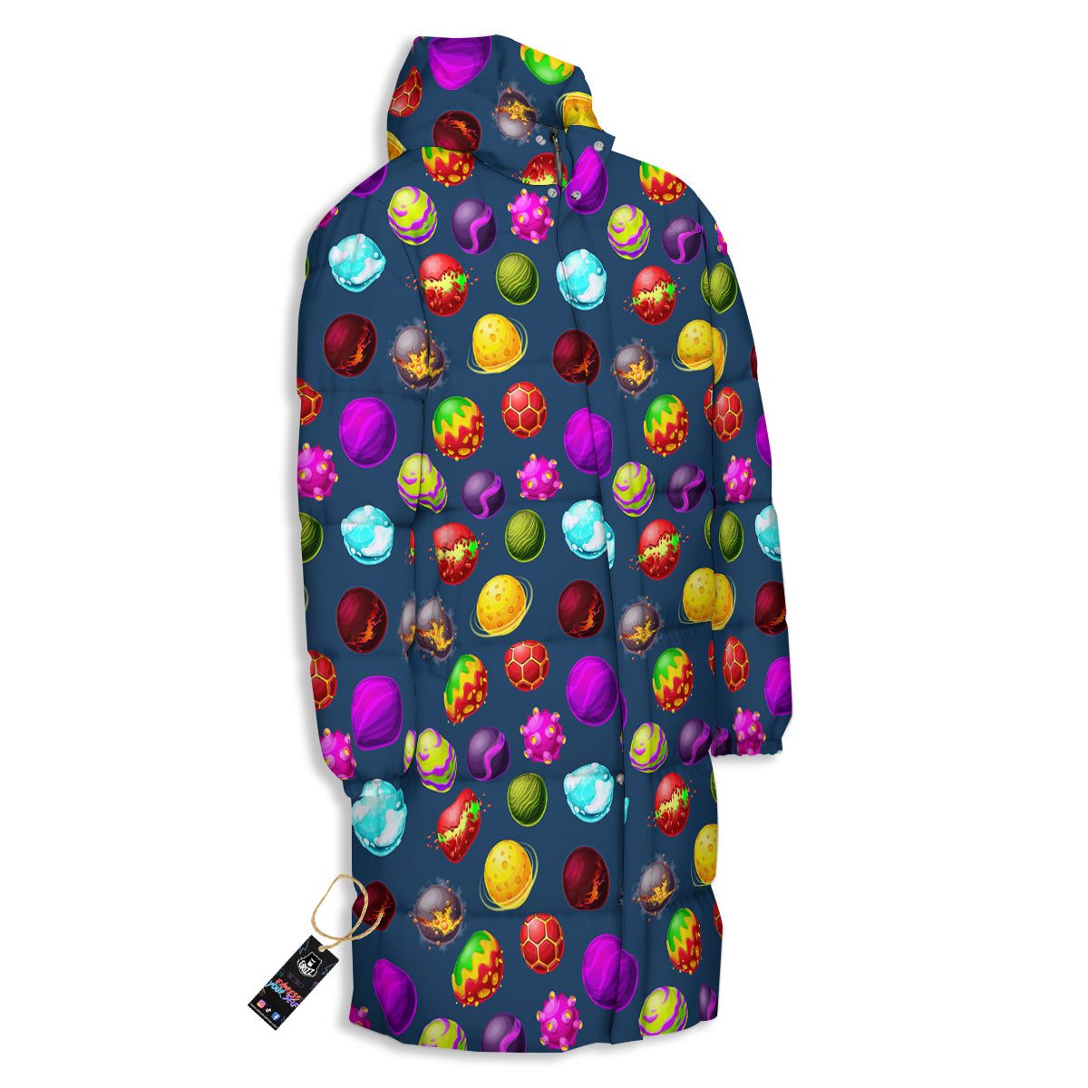 Colorful Galaxy Planets And Space Stars Print Pattern Long Down Jacket