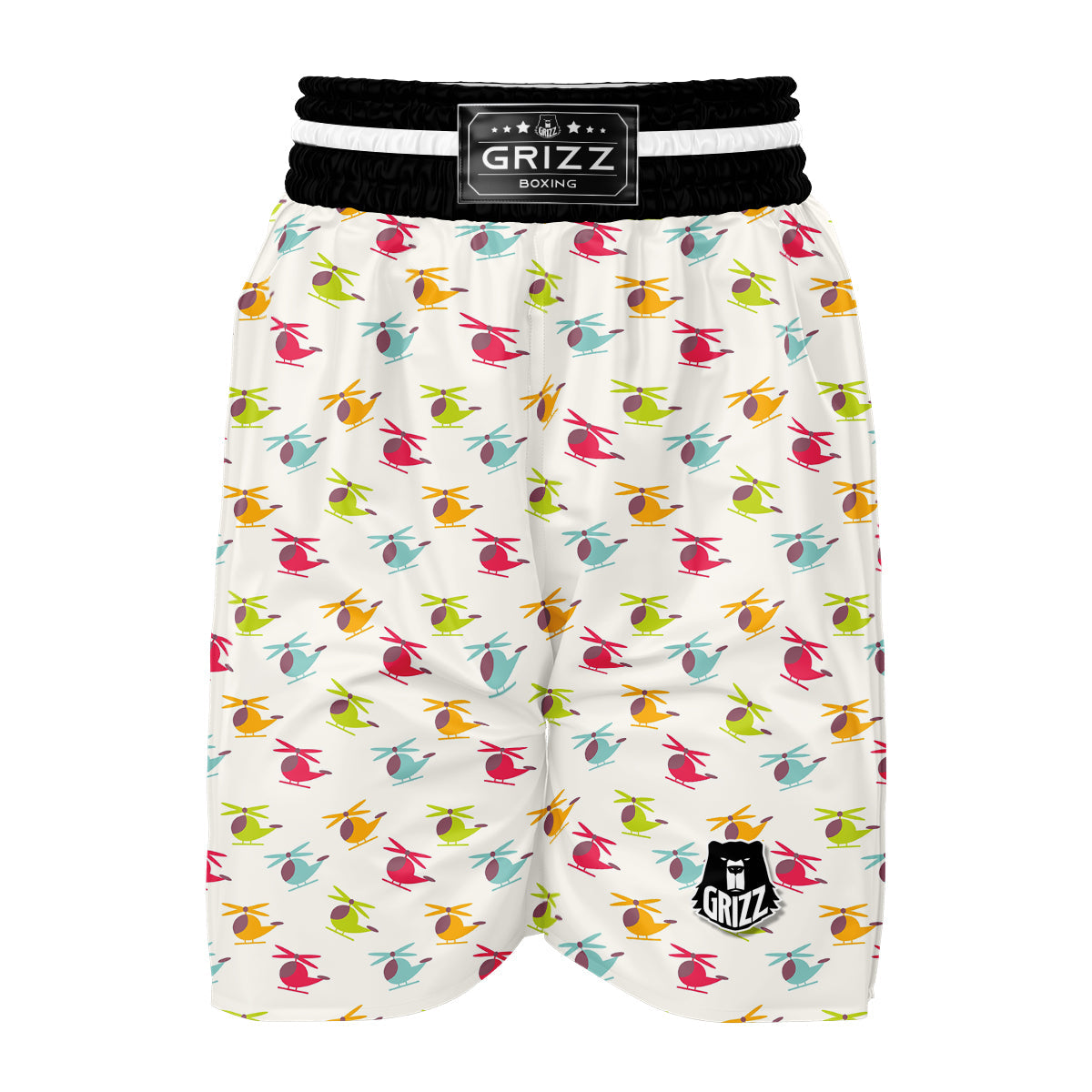 Colorful Helicopter Print Pattern Boxing Shorts-grizzshop