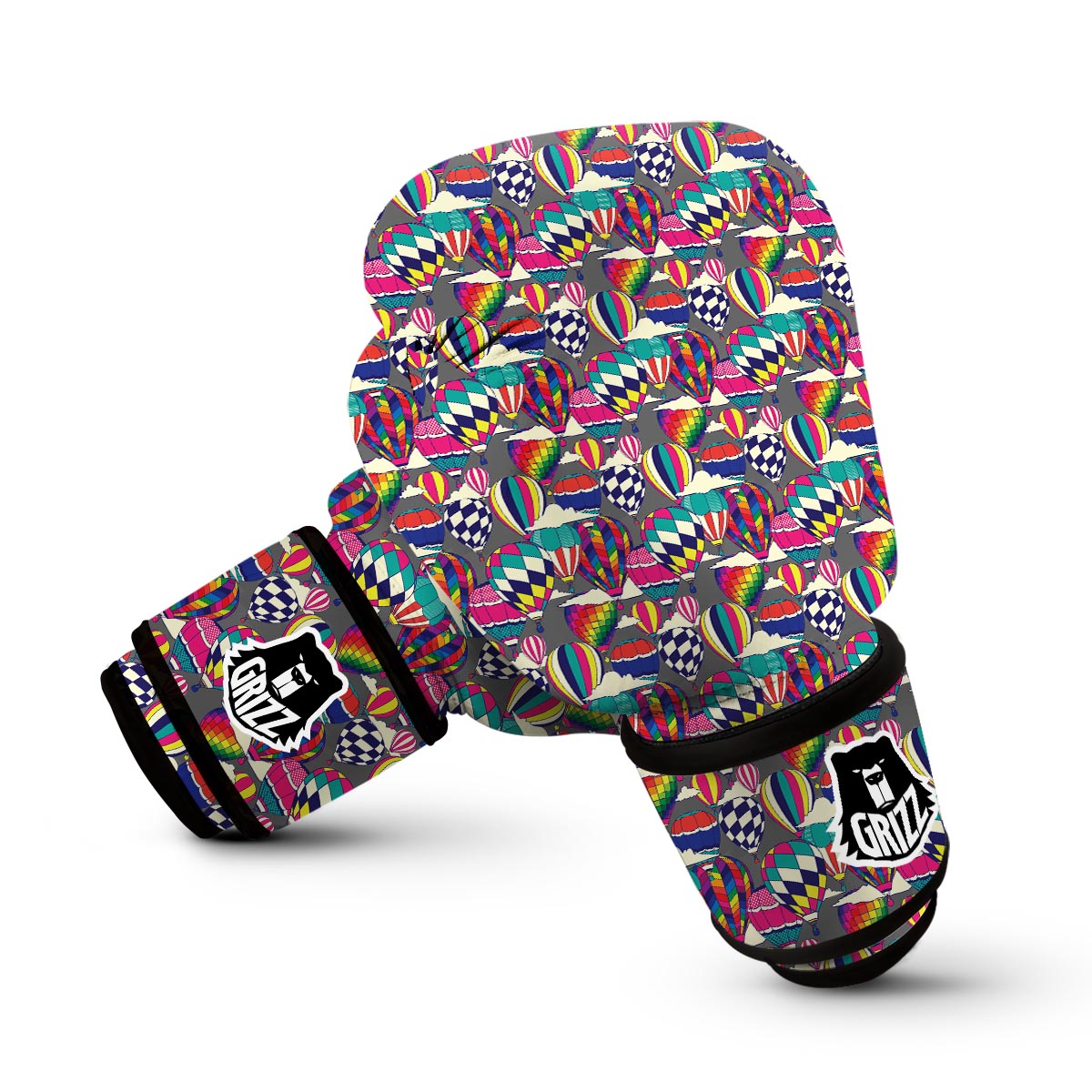 Colorful Hot Air Balloon Pattern Print Boxing Gloves-grizzshop