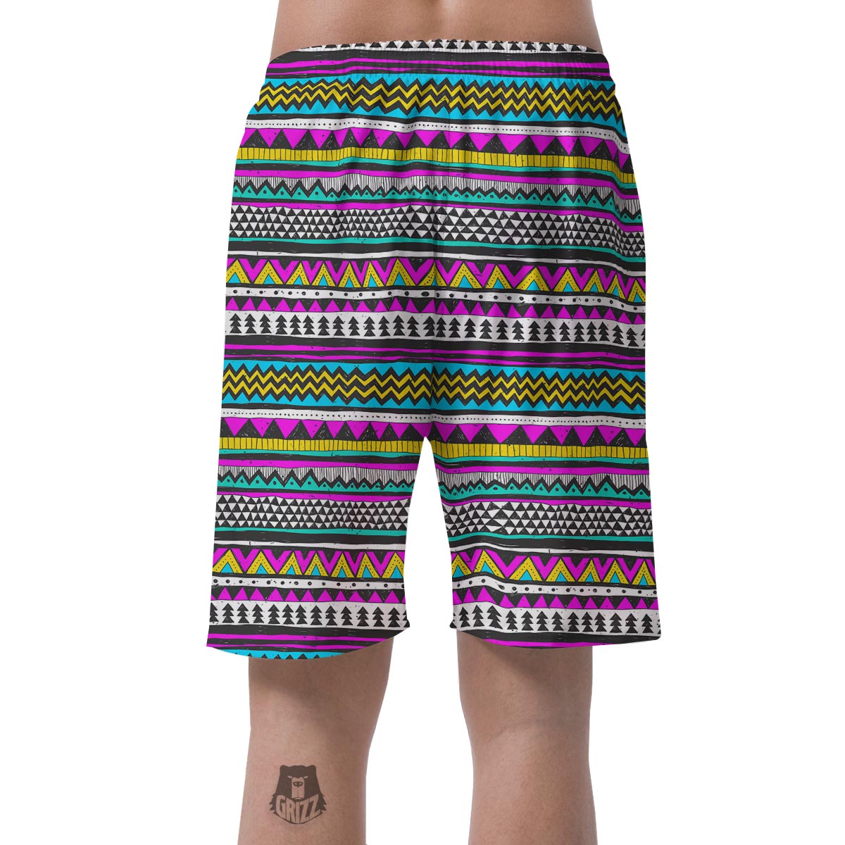 Colorful Indian Aztec Doodle Triangles Men's Shorts-grizzshop
