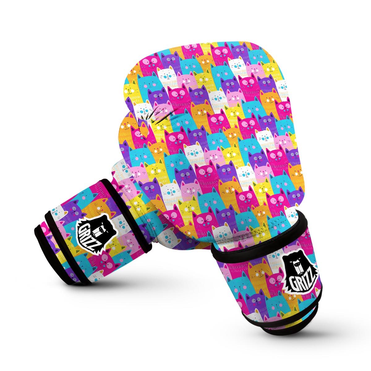 Colorful Kitten Cat Pattern Print Boxing Gloves-grizzshop