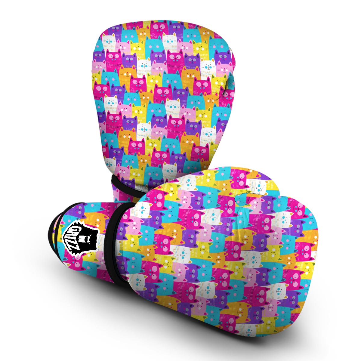 Colorful Kitten Cat Pattern Print Boxing Gloves-grizzshop