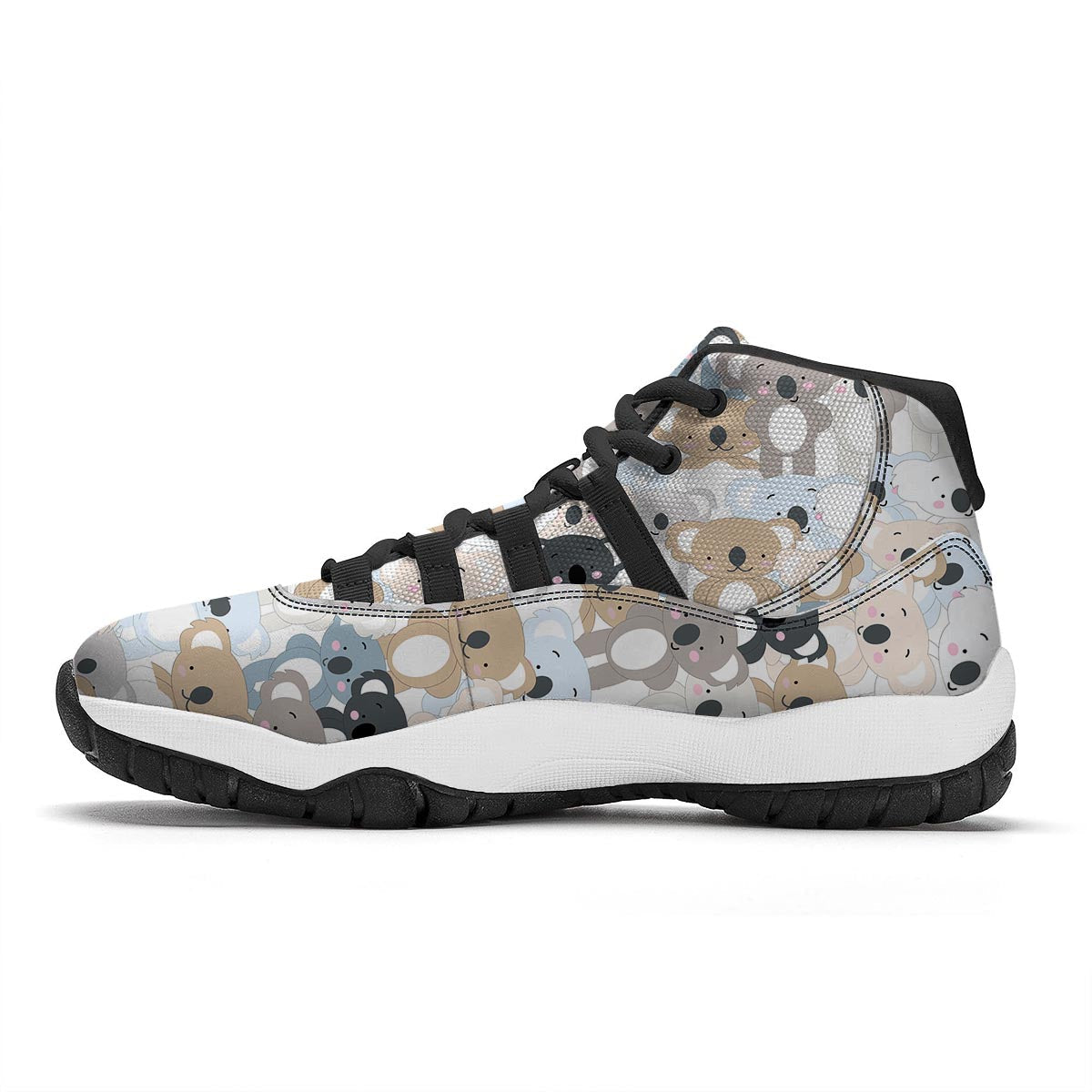 Colorful Koala Pattern Print Black Bball Shoes-grizzshop