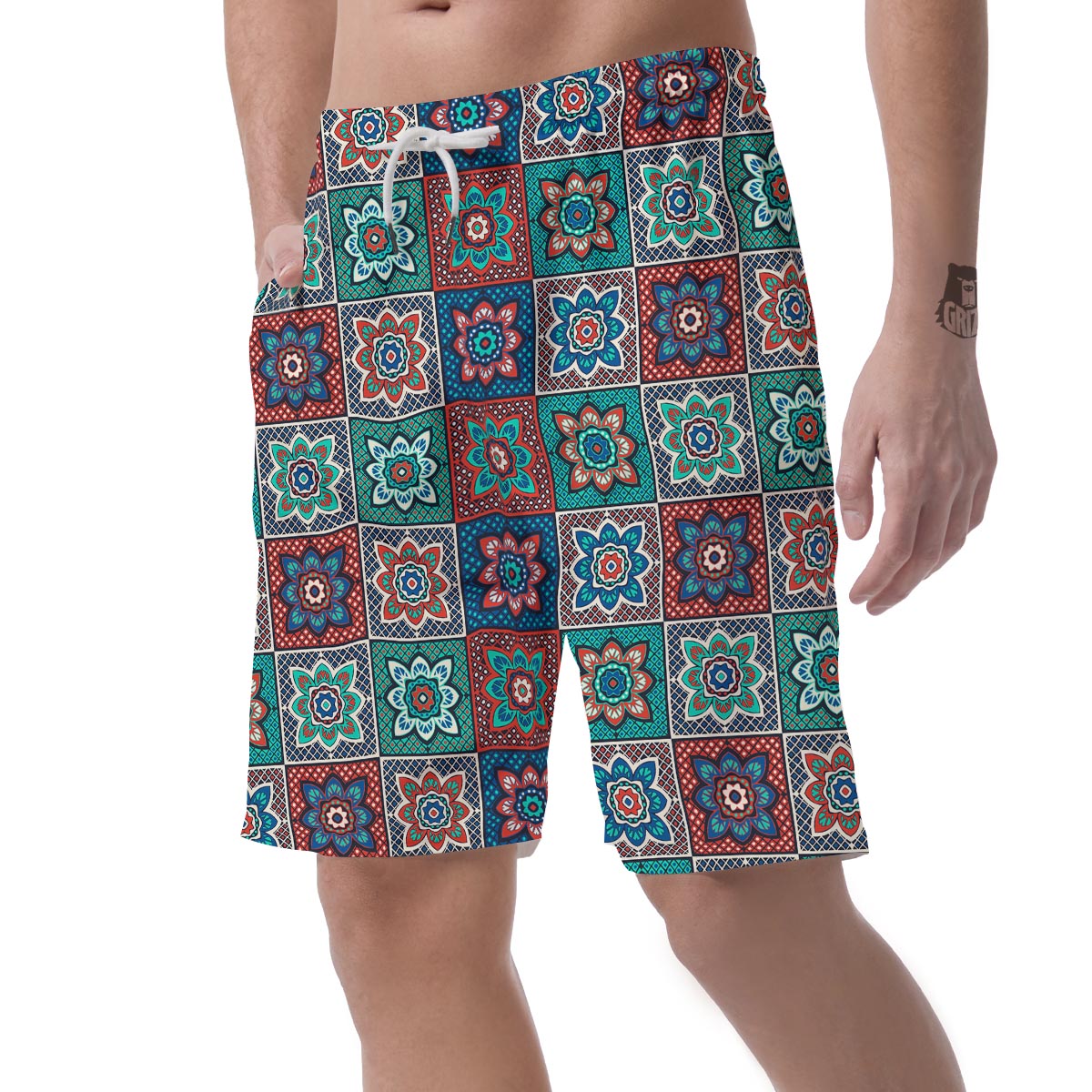 Colorful Mosaic Print Pattern Men's Shorts-grizzshop