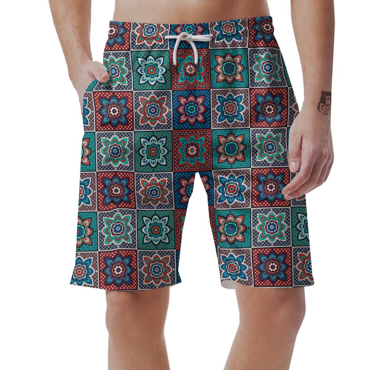 Colorful Mosaic Print Pattern Men's Shorts-grizzshop